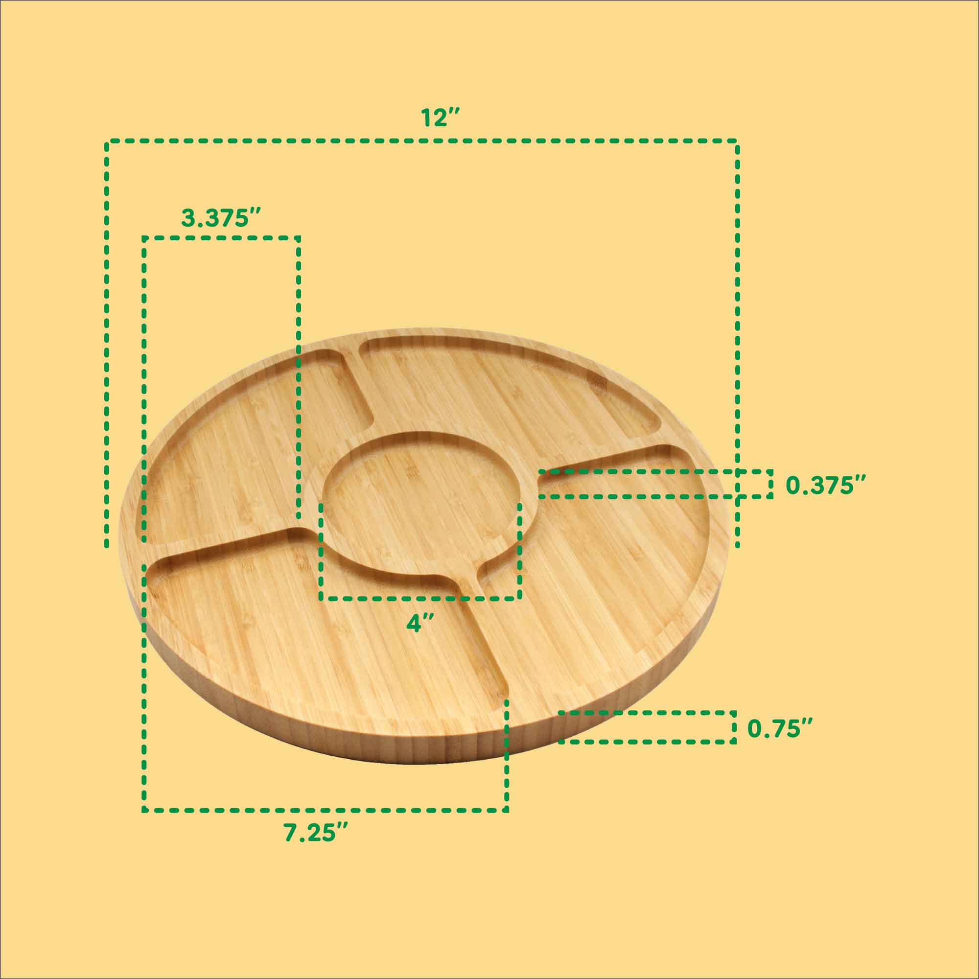 Round 5 Compartment Bamboo Serving Tray - Image 7