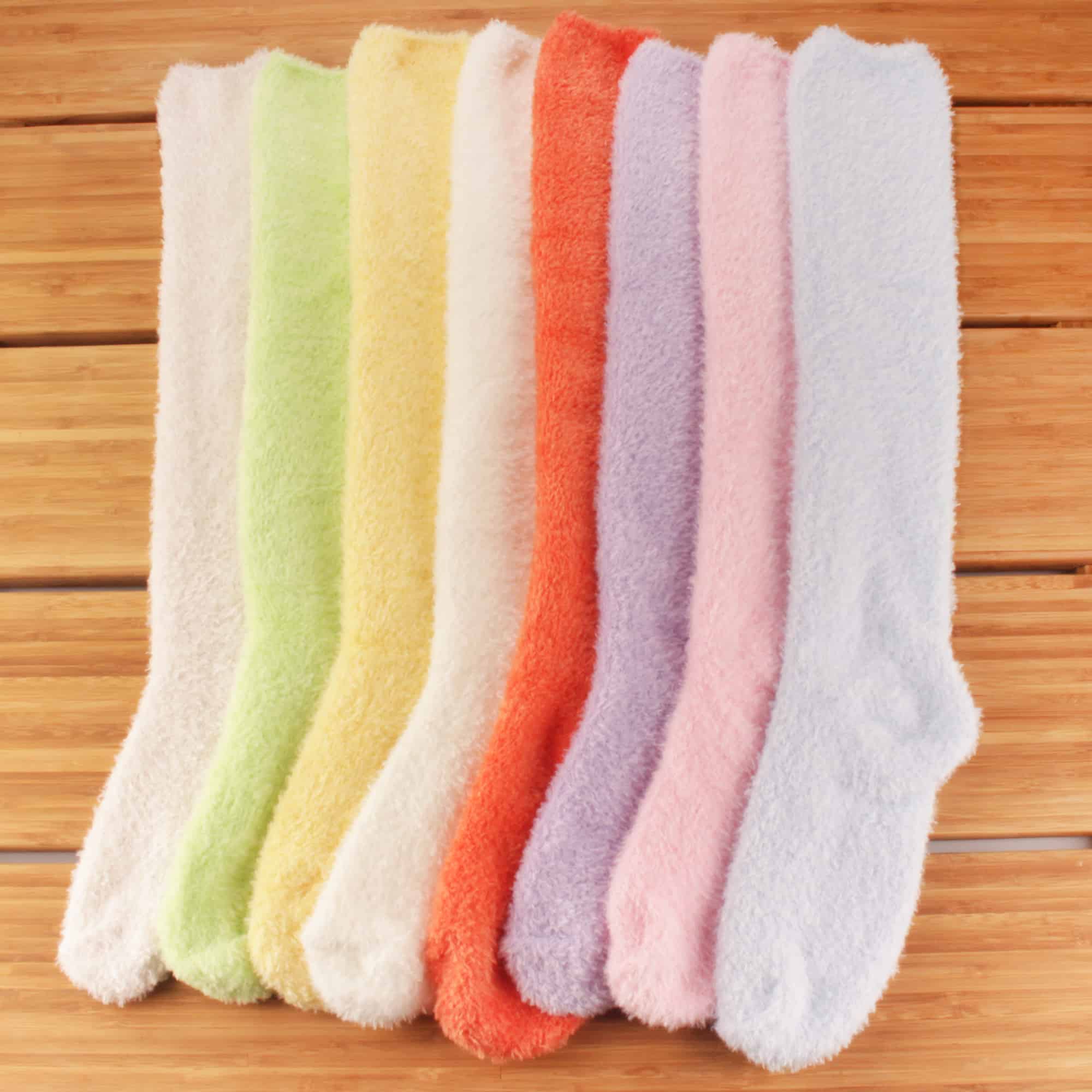 Women's Fuzzy Pastel Colored Knee High Socks - Image 3