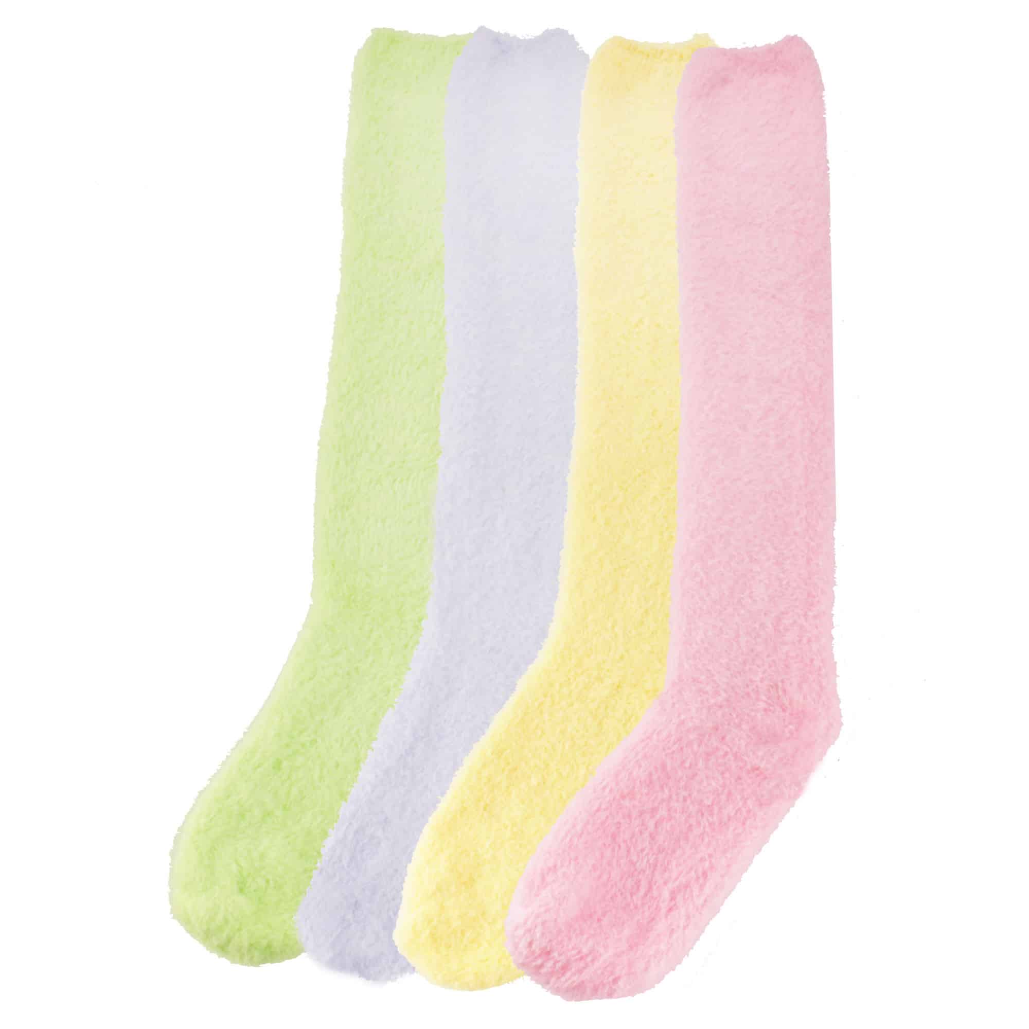 Women's Fuzzy Pastel Colored Knee High Socks - Image 5