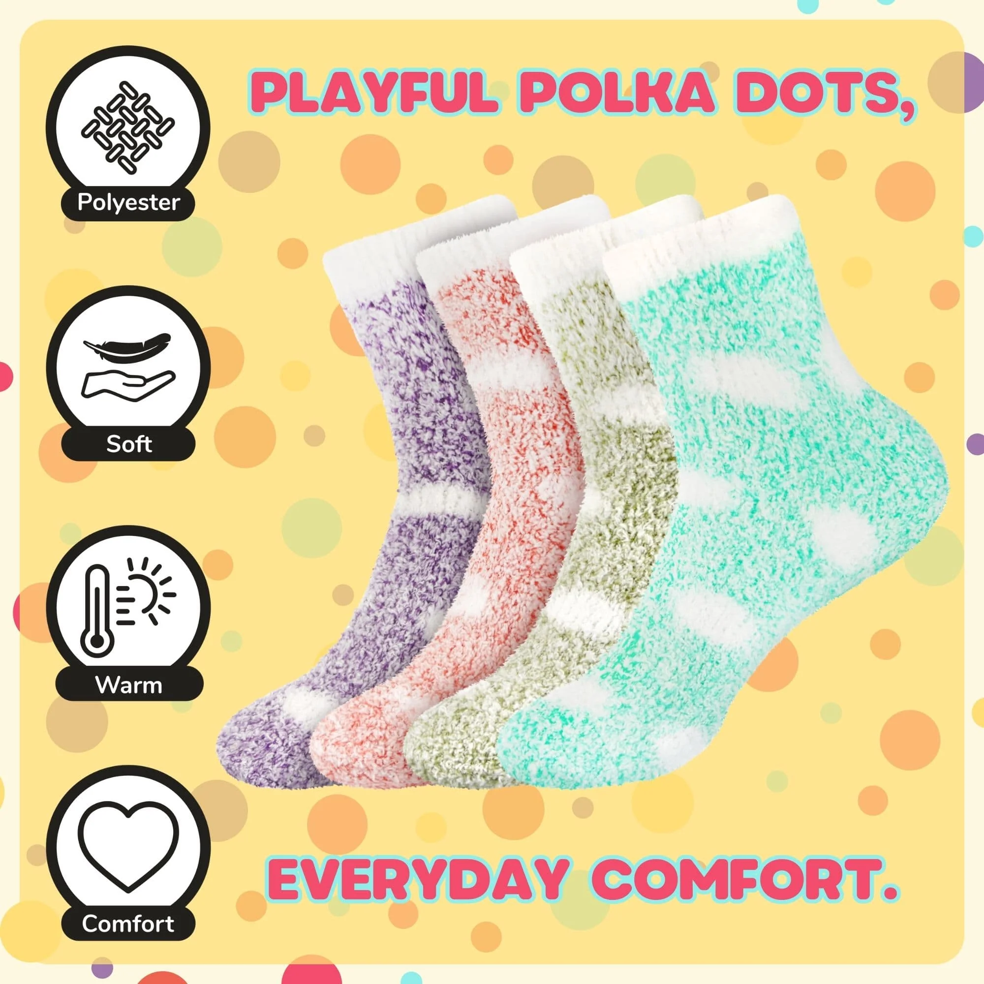 Women's Fuzzy Polka Dot Cuff Socks - Image 3