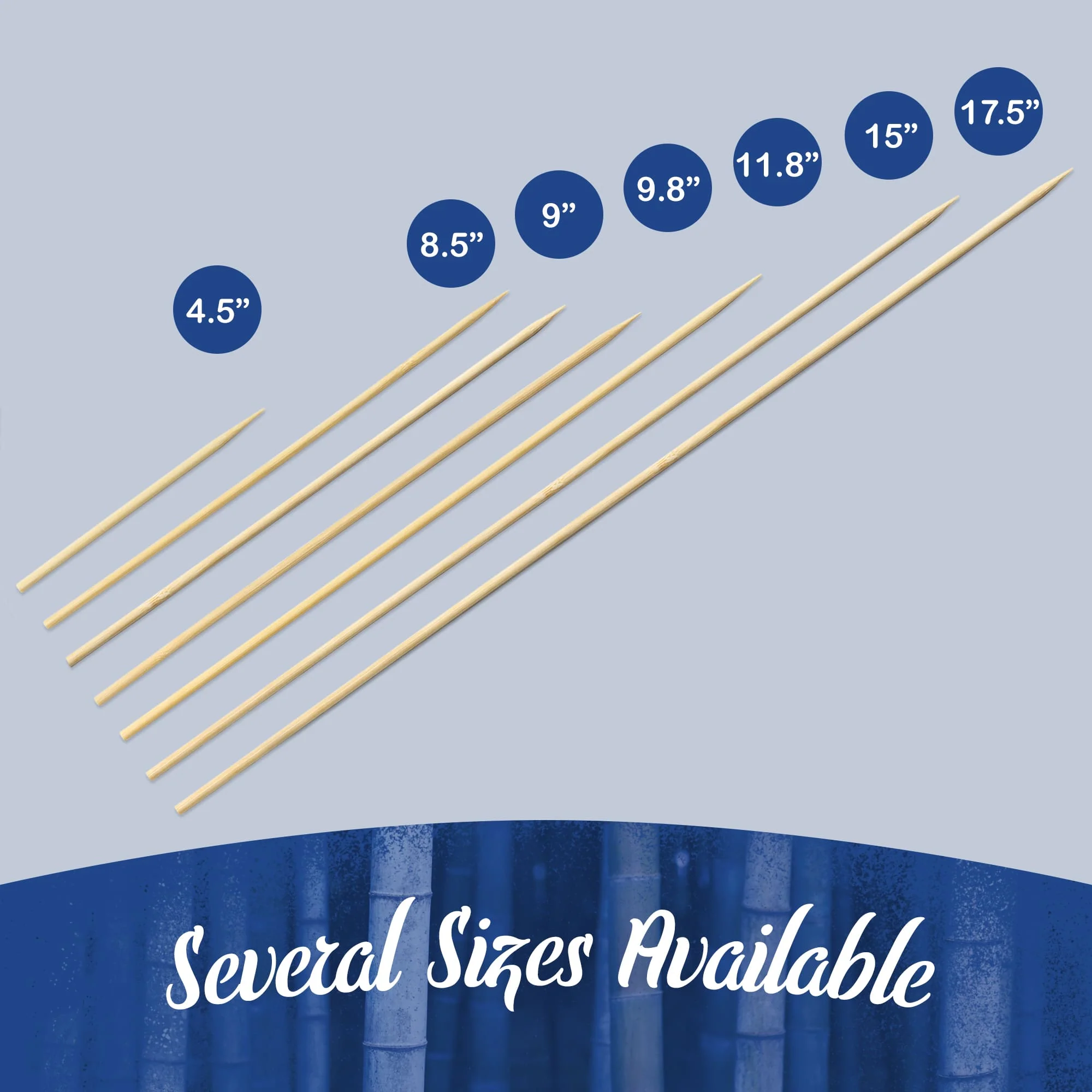 4mm Sharp Point Round Bamboo Skewers - Image 3