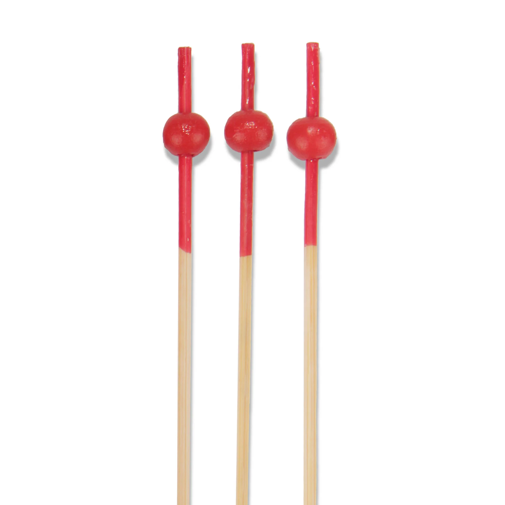 Red-Dipped Ball Bamboo Food Picks