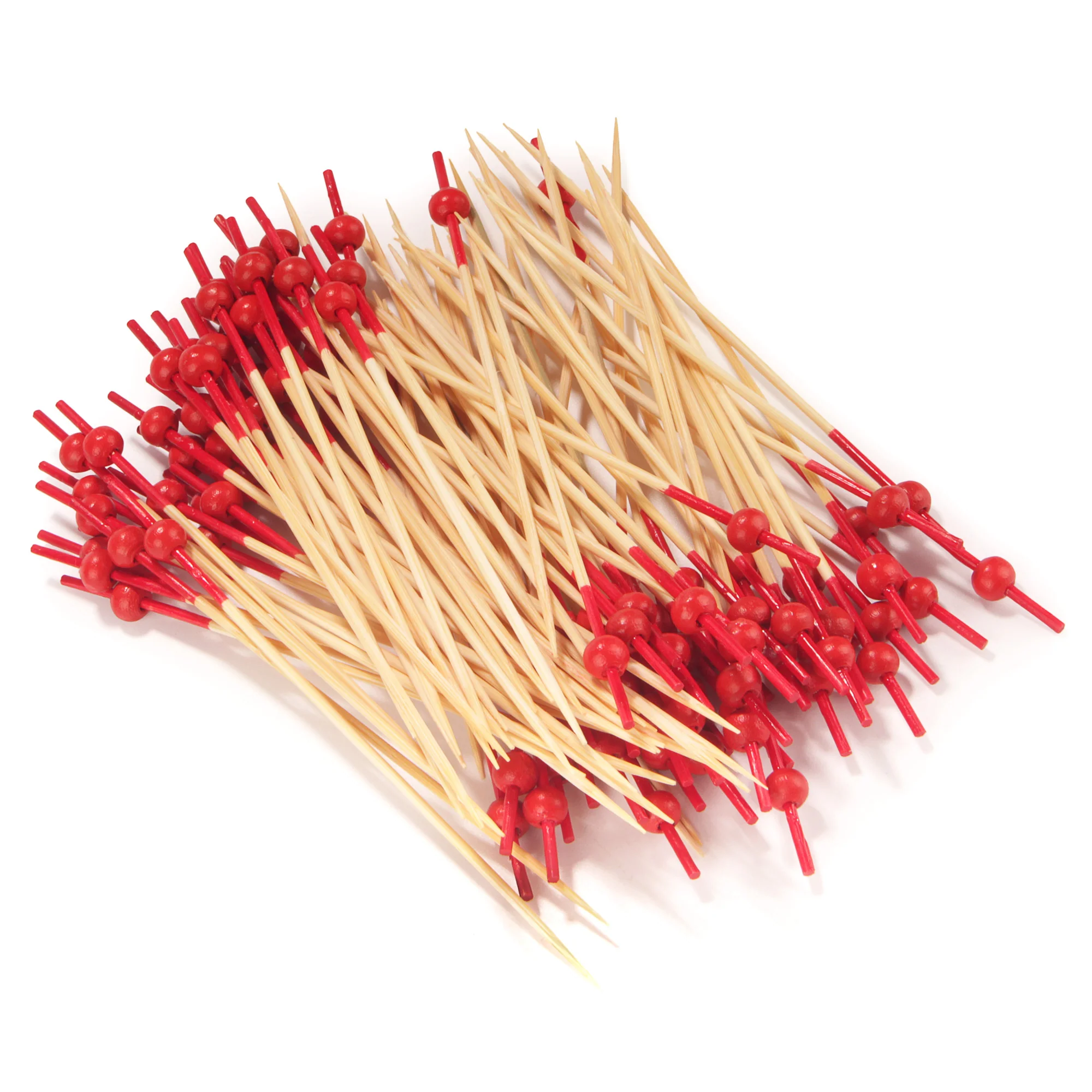 Red-Dipped Ball Bamboo Food Picks - Image 6