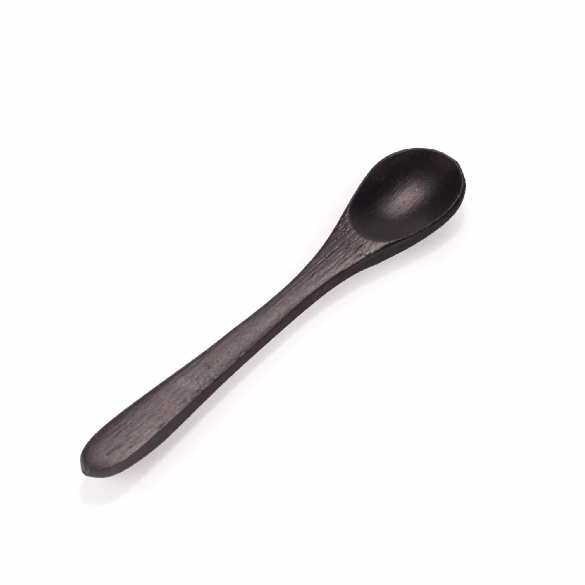 Small Bamboo Salt/Spice Spoon - Oval Head - Black - Image 4