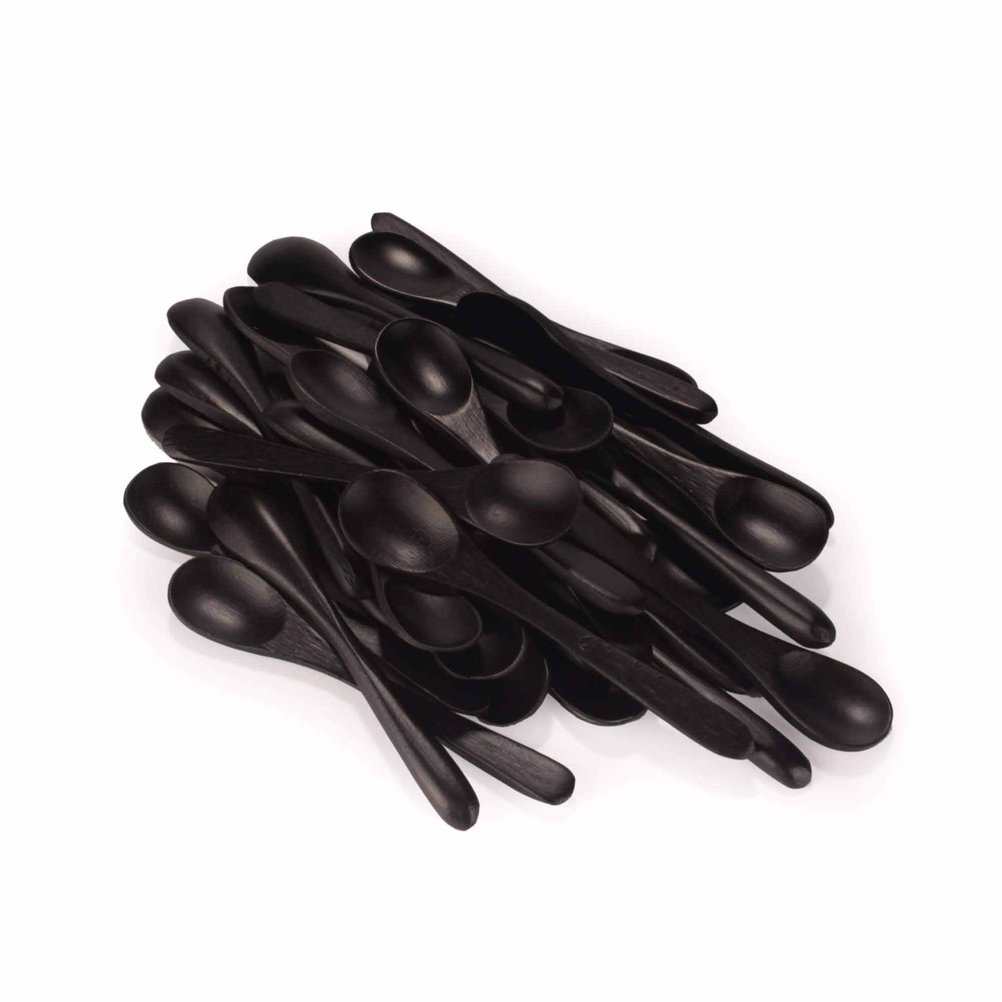 Small Bamboo Salt/Spice Spoon - Oval Head - Black - Image 5