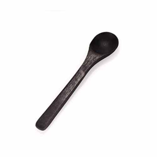 Small Bamboo Salt/Spice Spoon - Round Head - Black - Image 2