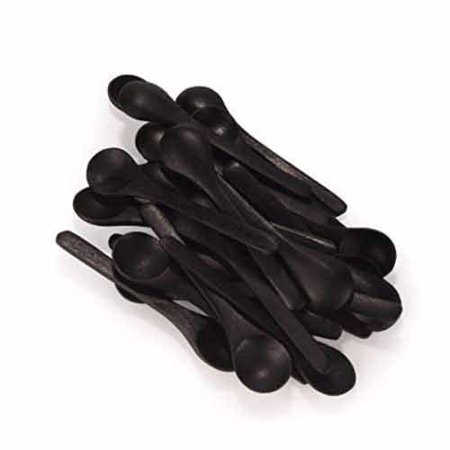 Small Bamboo Salt/Spice Spoon - Round Head - Black - Image 3