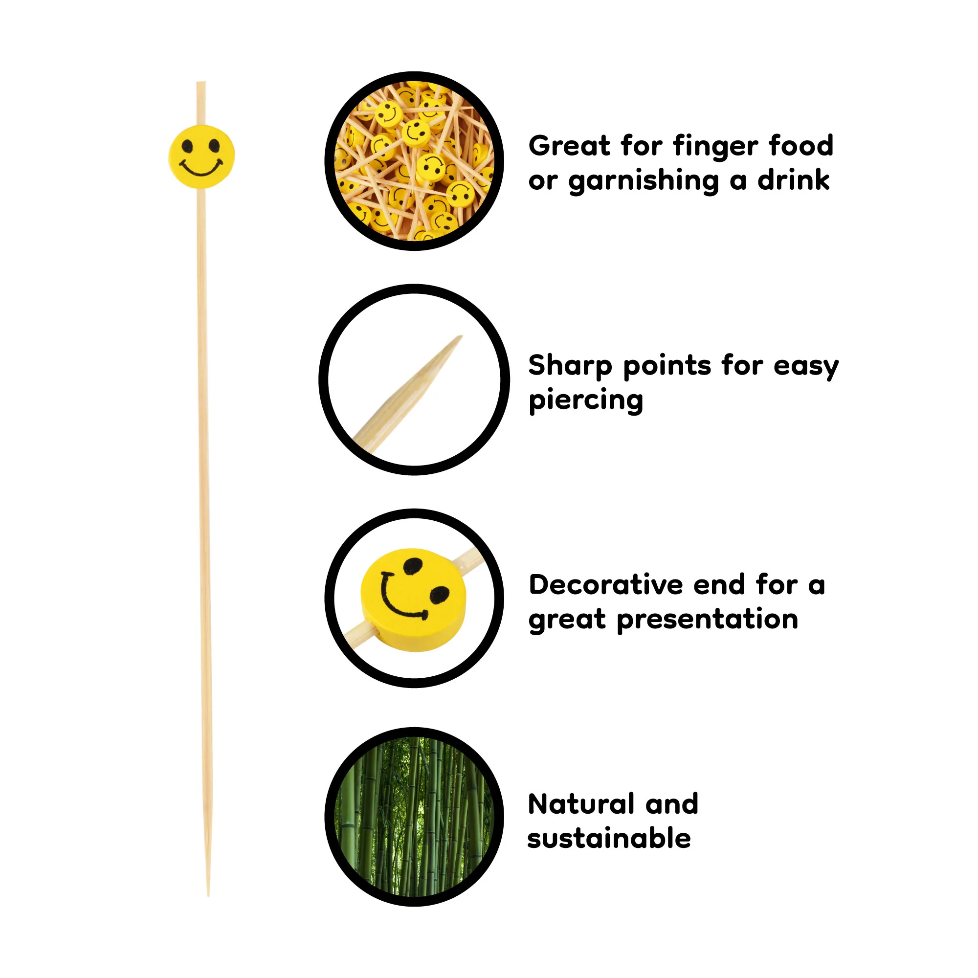 Smiley Face Bamboo Food Picks - Image 3