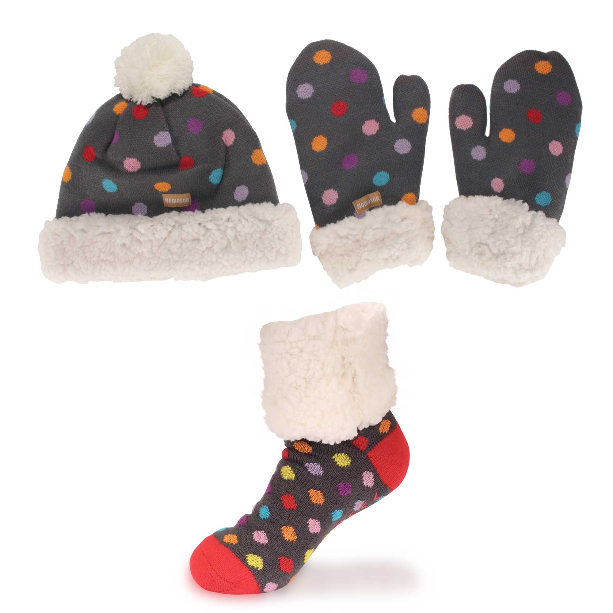 Women's Warm Fuzzy Winter Socks, Pom-Pom Beanie, and Mittens Set - Image 9