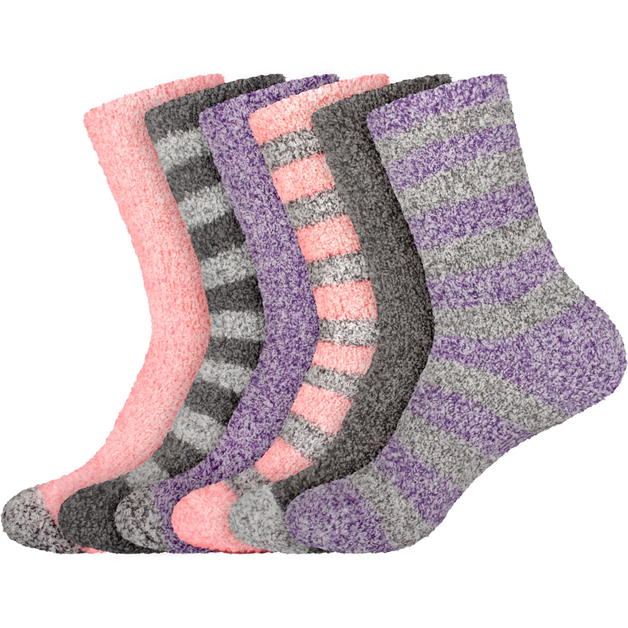 Women's Solid/Striped Two-Tone Fuzzy Socks - Image 18