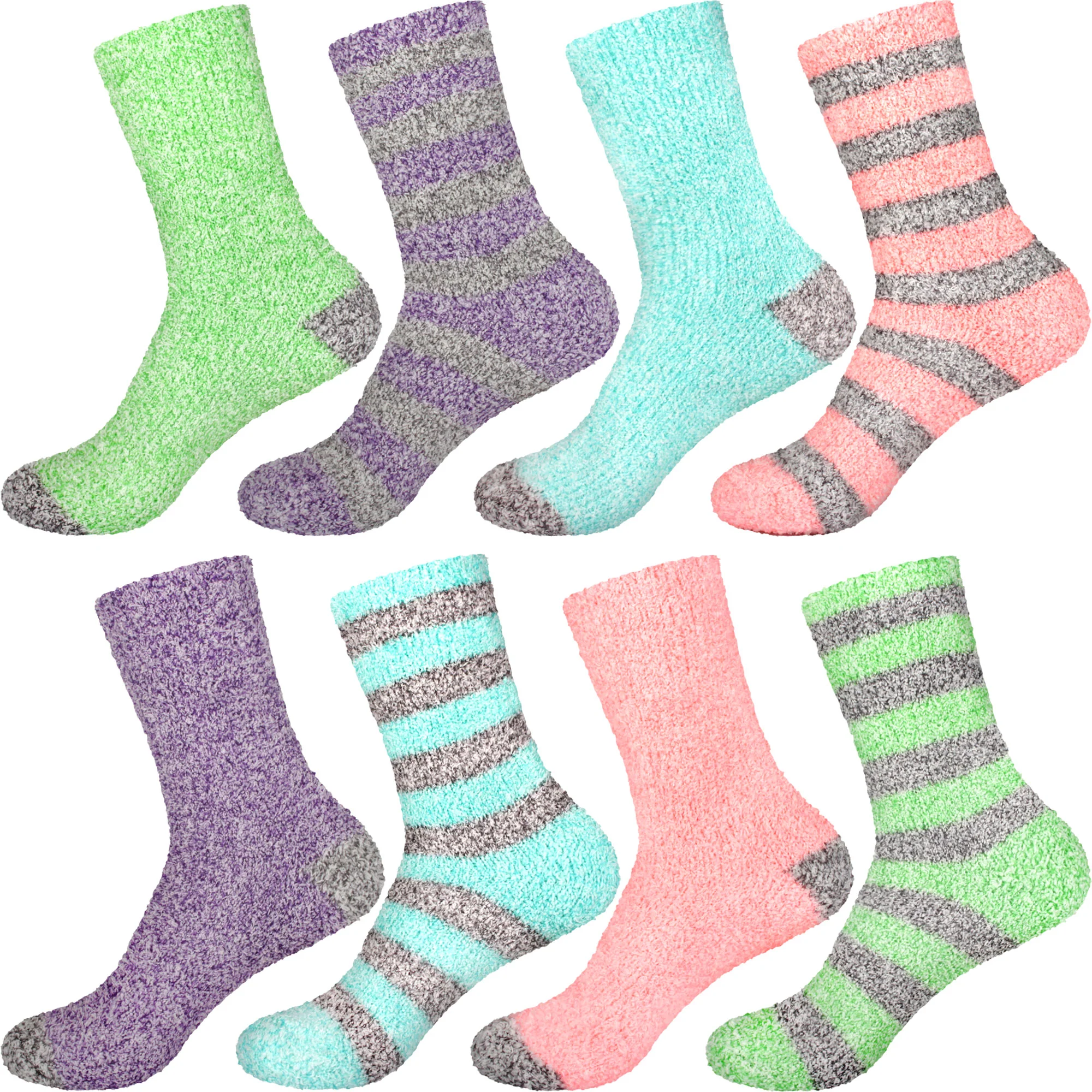 Women's Solid/Striped Two-Tone Fuzzy Socks - Image 20