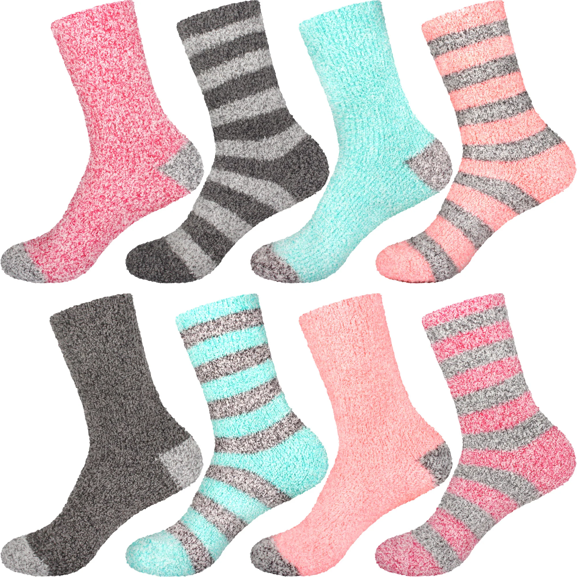 Women's Solid/Striped Two-Tone Fuzzy Socks - Image 21