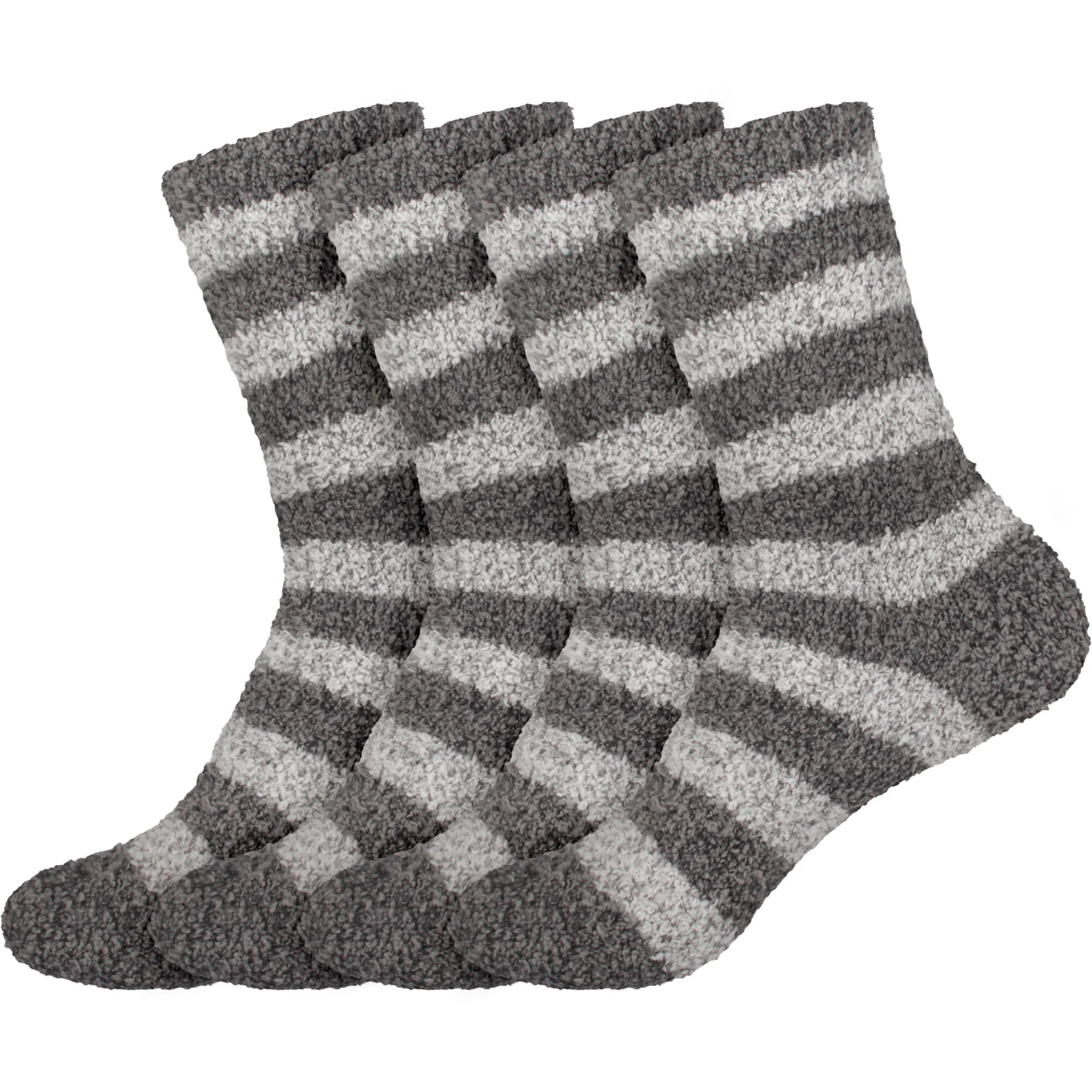 Women's Solid/Striped Two-Tone Fuzzy Socks - Image 28