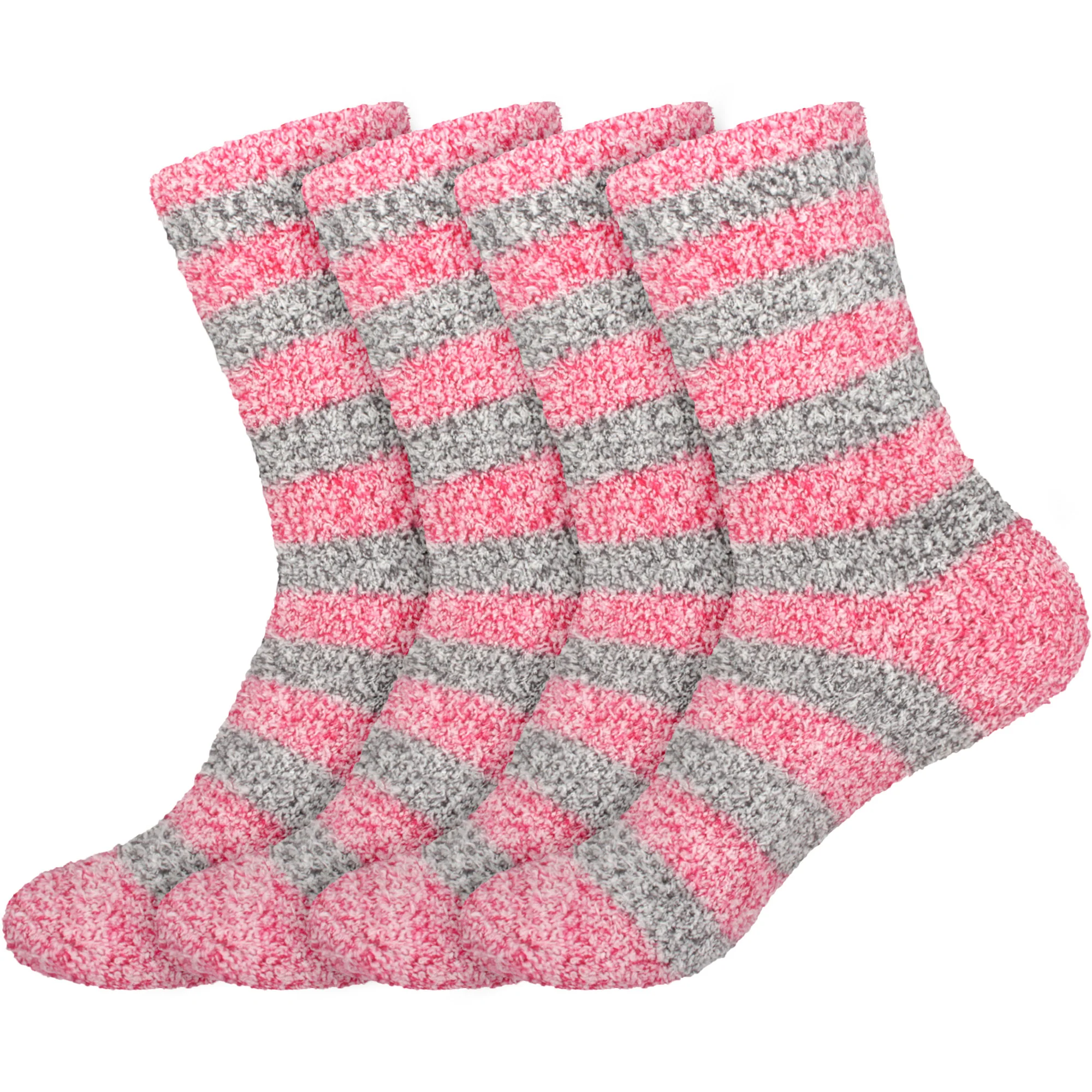 Women's Solid/Striped Two-Tone Fuzzy Socks - Image 29