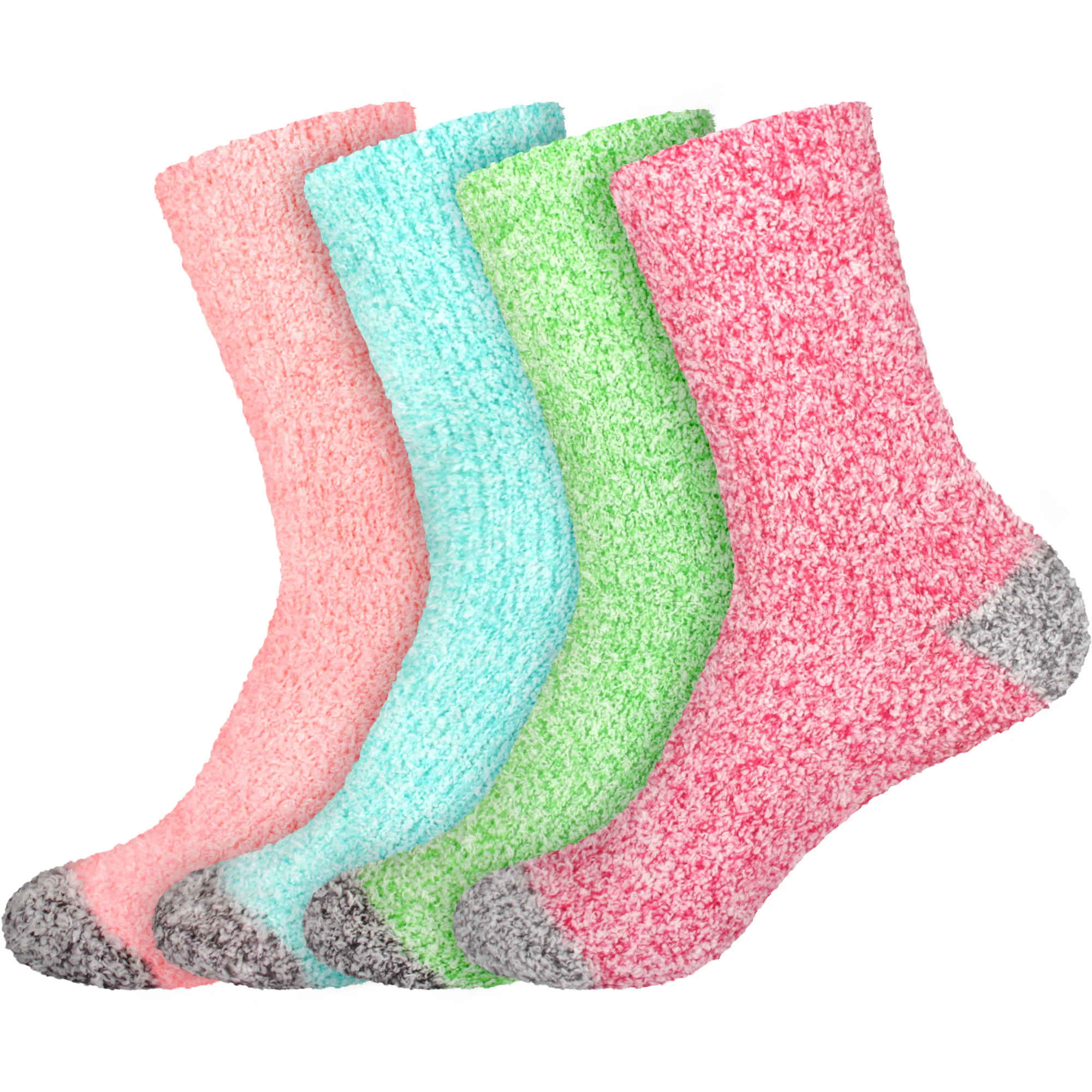 Women's Solid/Striped Two-Tone Fuzzy Socks - Image 45