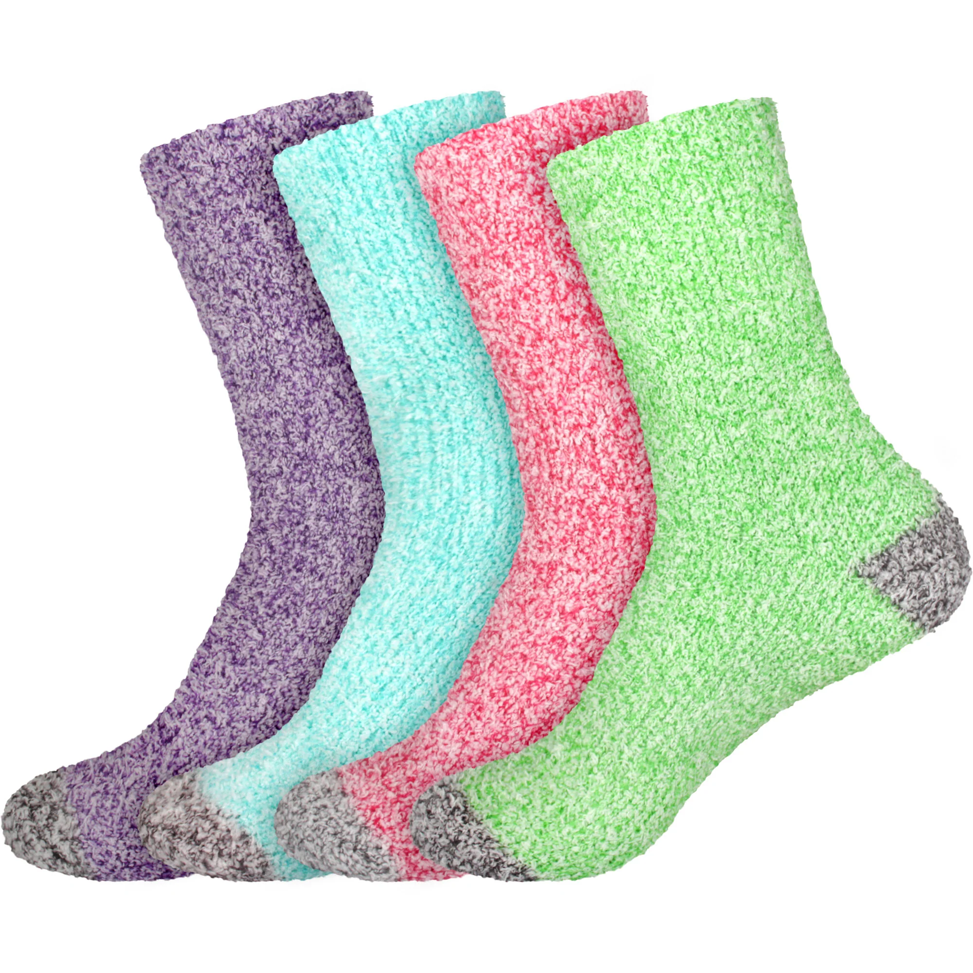 Women's Solid/Striped Two-Tone Fuzzy Socks - Image 46