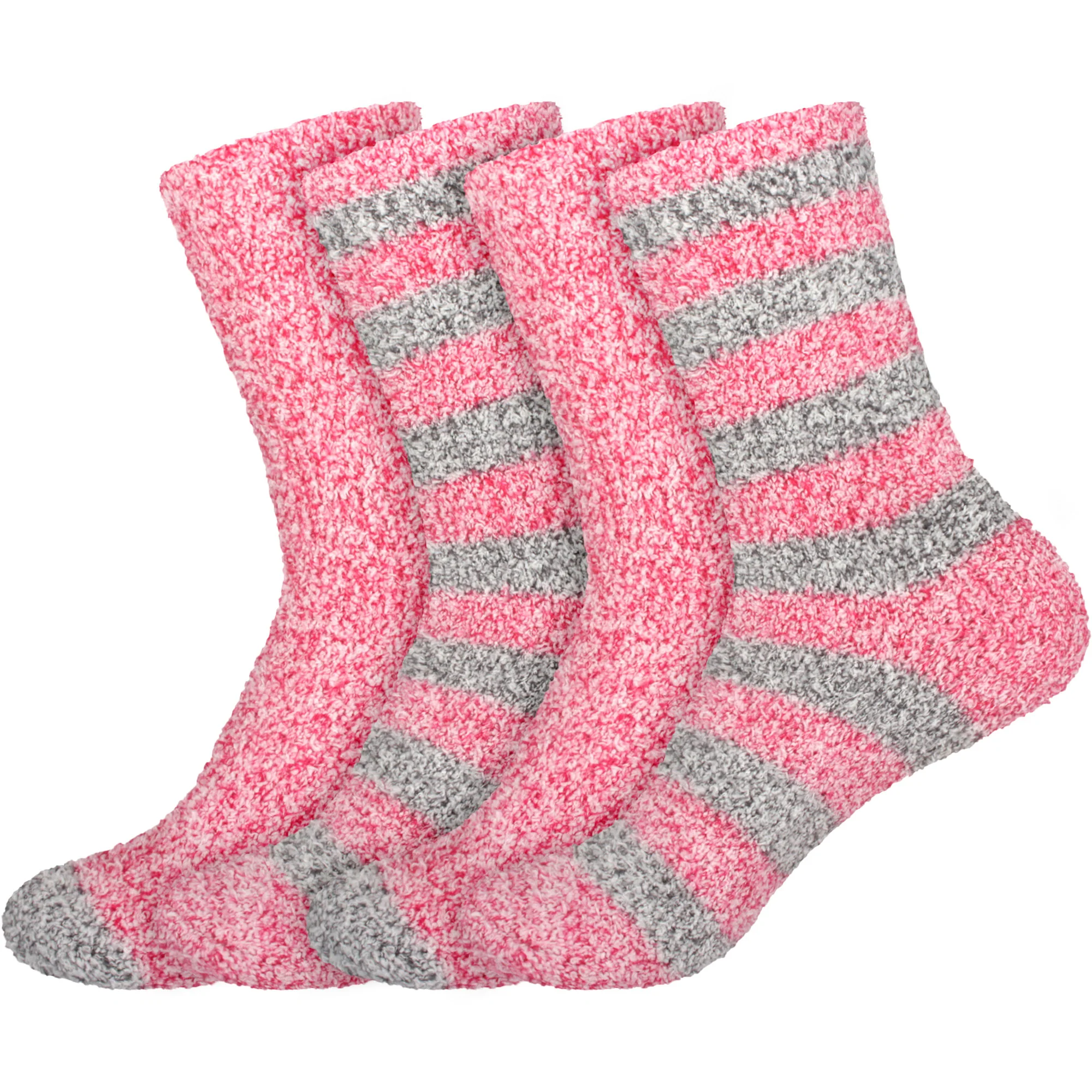 Women's Solid/Striped Two-Tone Fuzzy Socks - Image 53