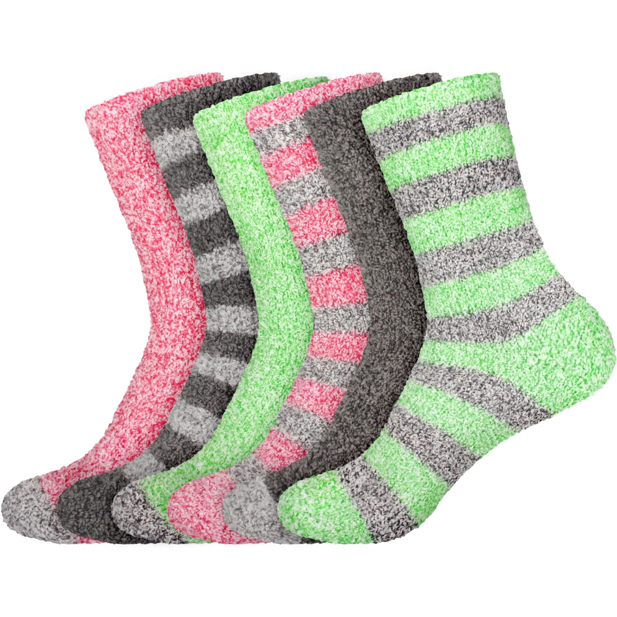 Women's Solid/Striped Two-Tone Fuzzy Socks - Image 59
