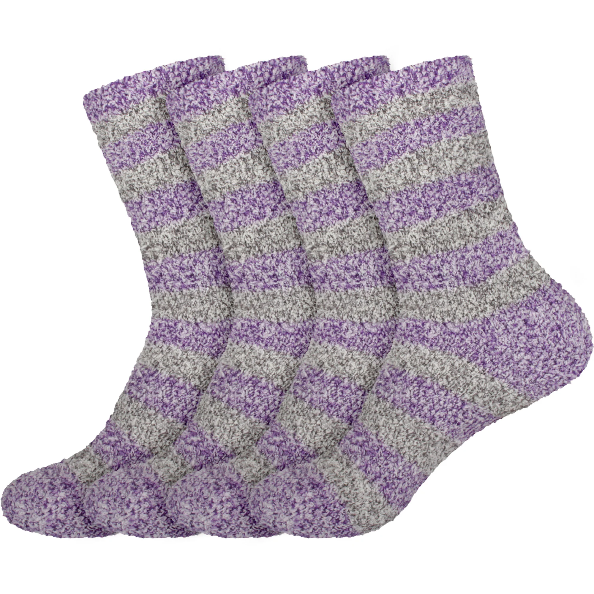Women's Solid/Striped Two-Tone Fuzzy Socks - Image 67
