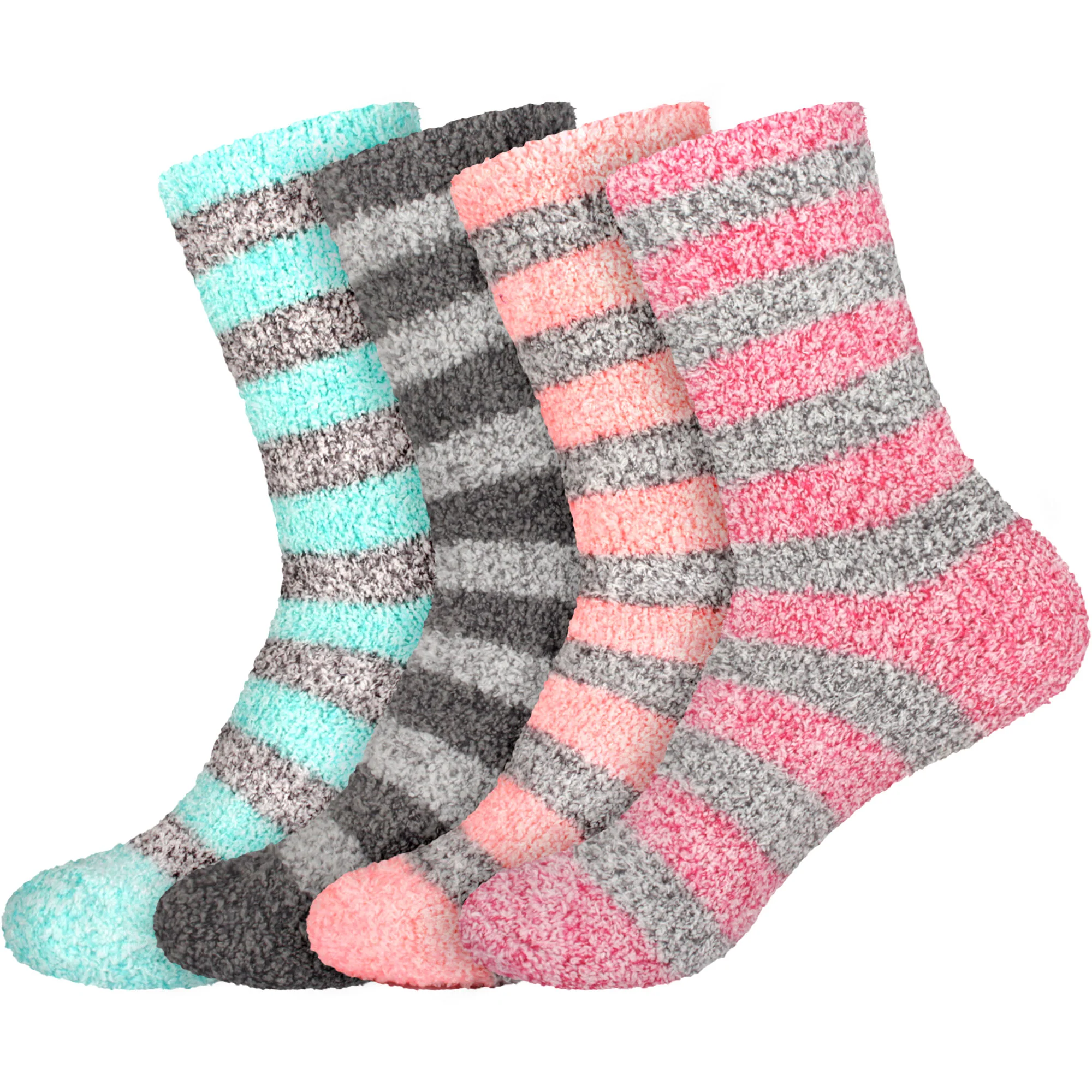 Women's Solid/Striped Two-Tone Fuzzy Socks - Image 72