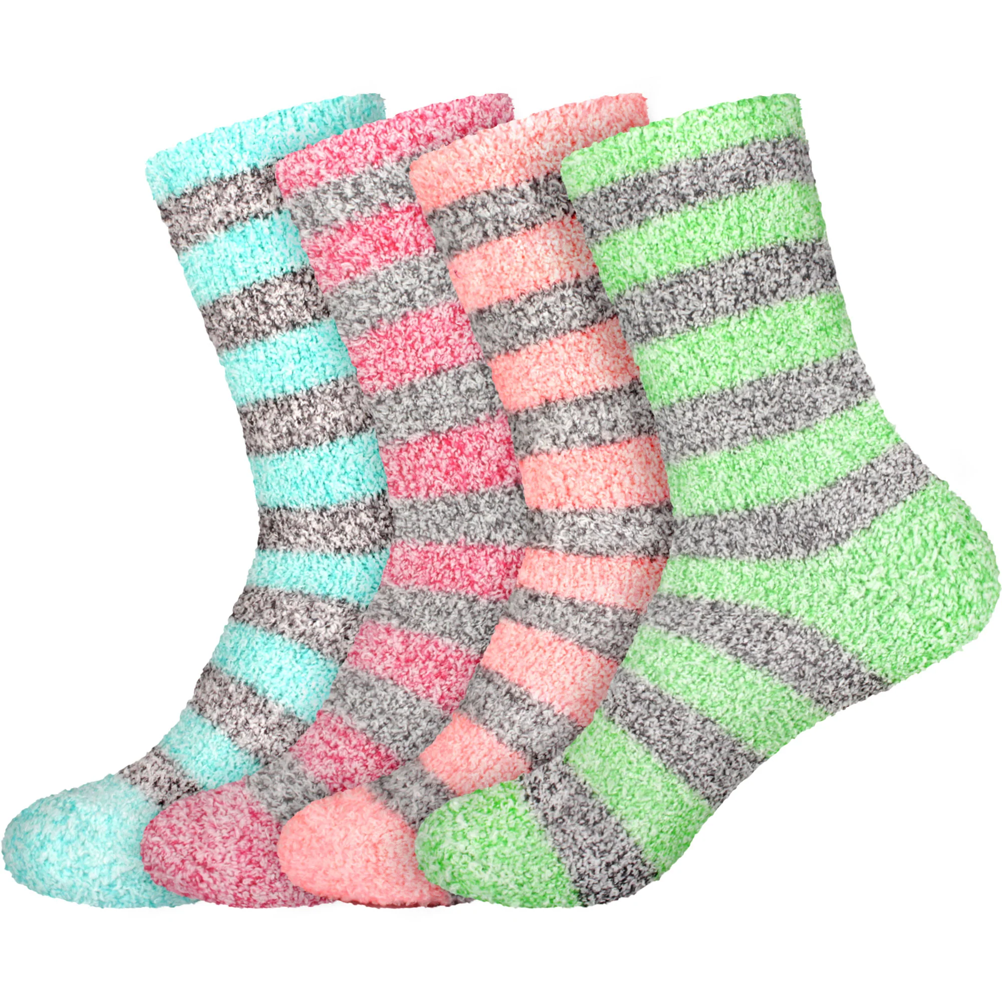 Women's Solid/Striped Two-Tone Fuzzy Socks - Image 73
