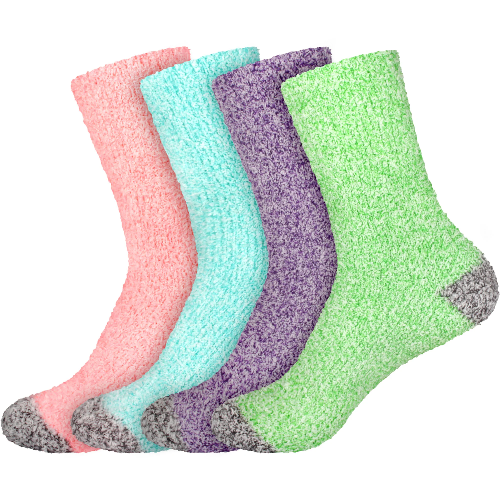 Women's Solid/Striped Two-Tone Fuzzy Socks - Image 82