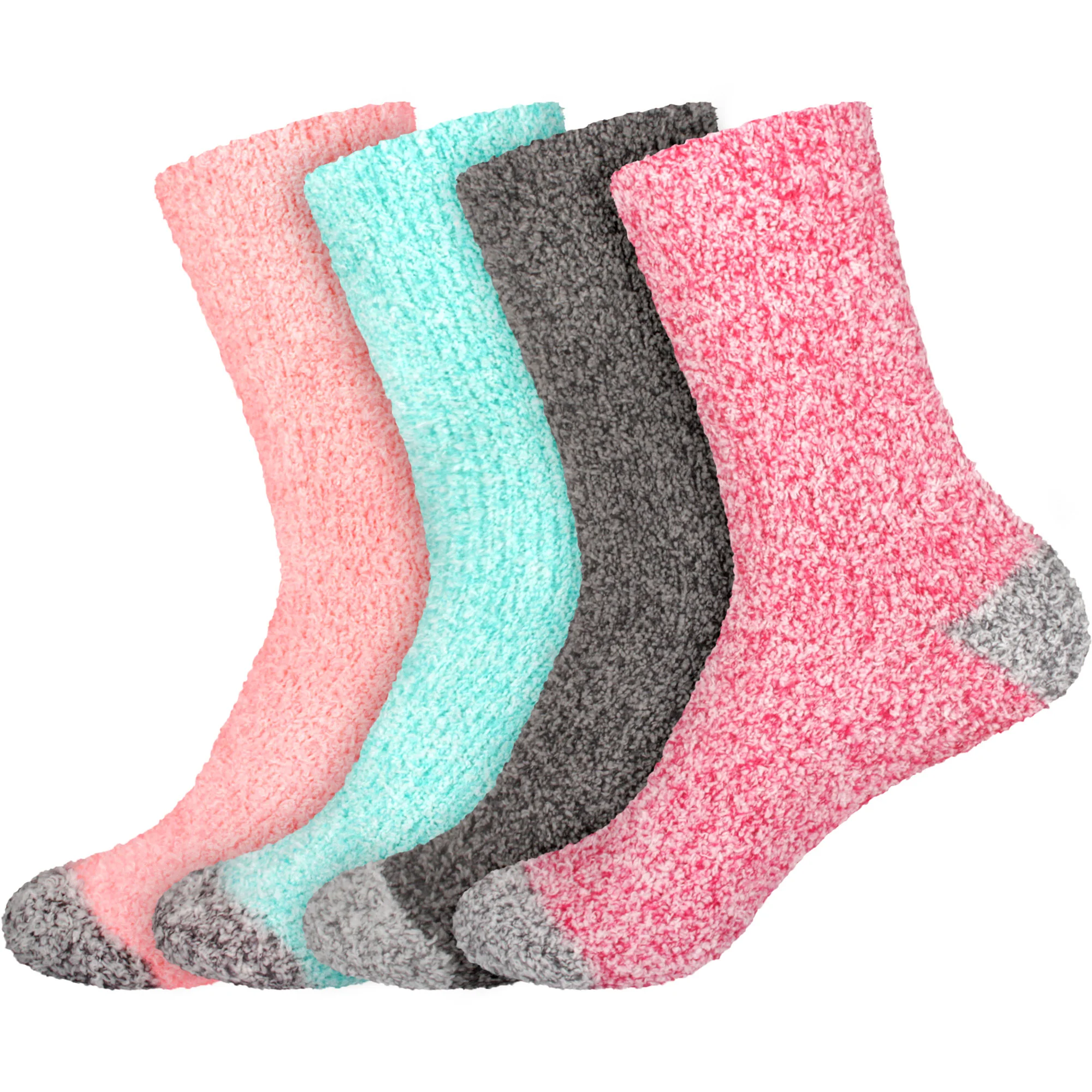 Women's Solid/Striped Two-Tone Fuzzy Socks - Image 83
