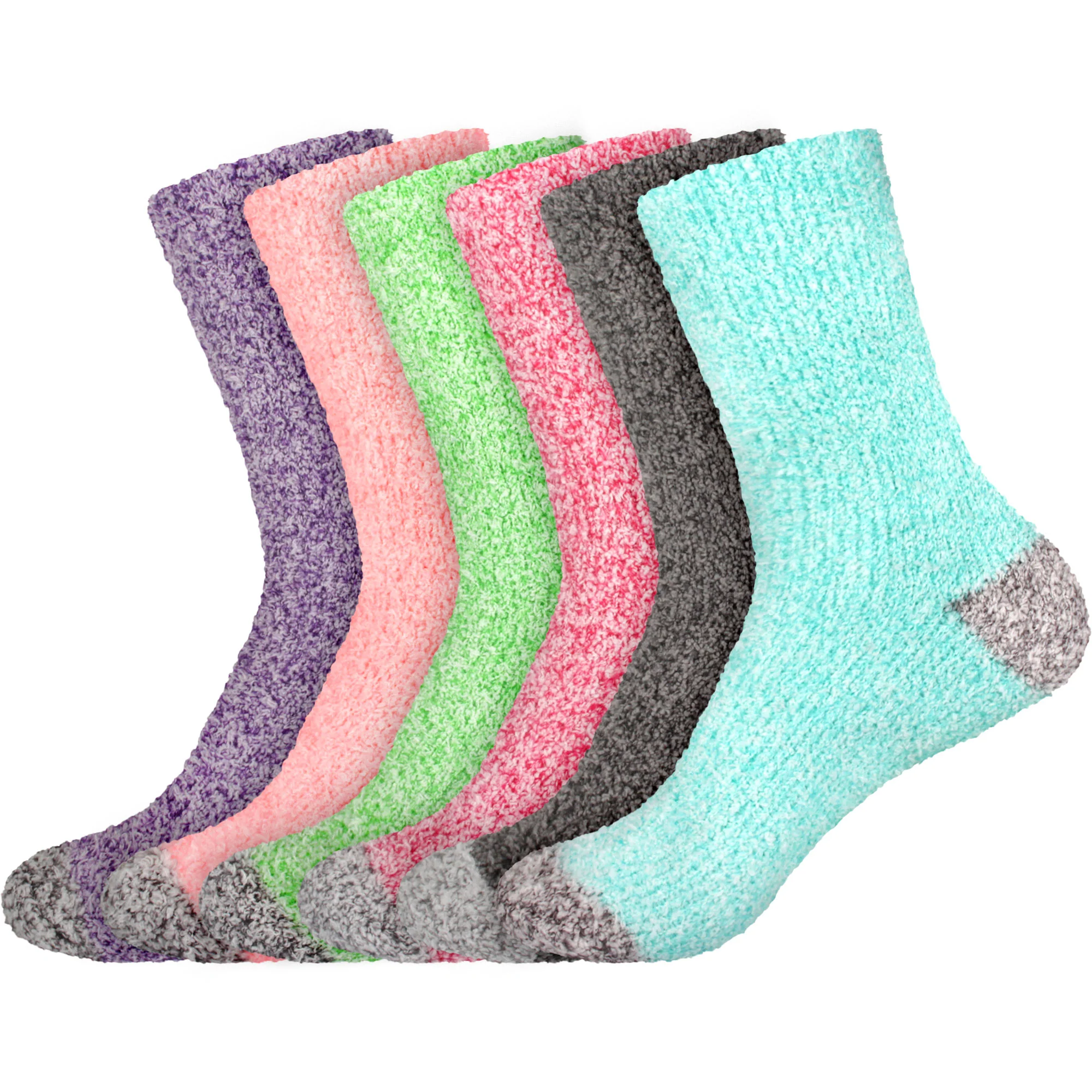 Women's Solid/Striped Two-Tone Fuzzy Socks - Image 86