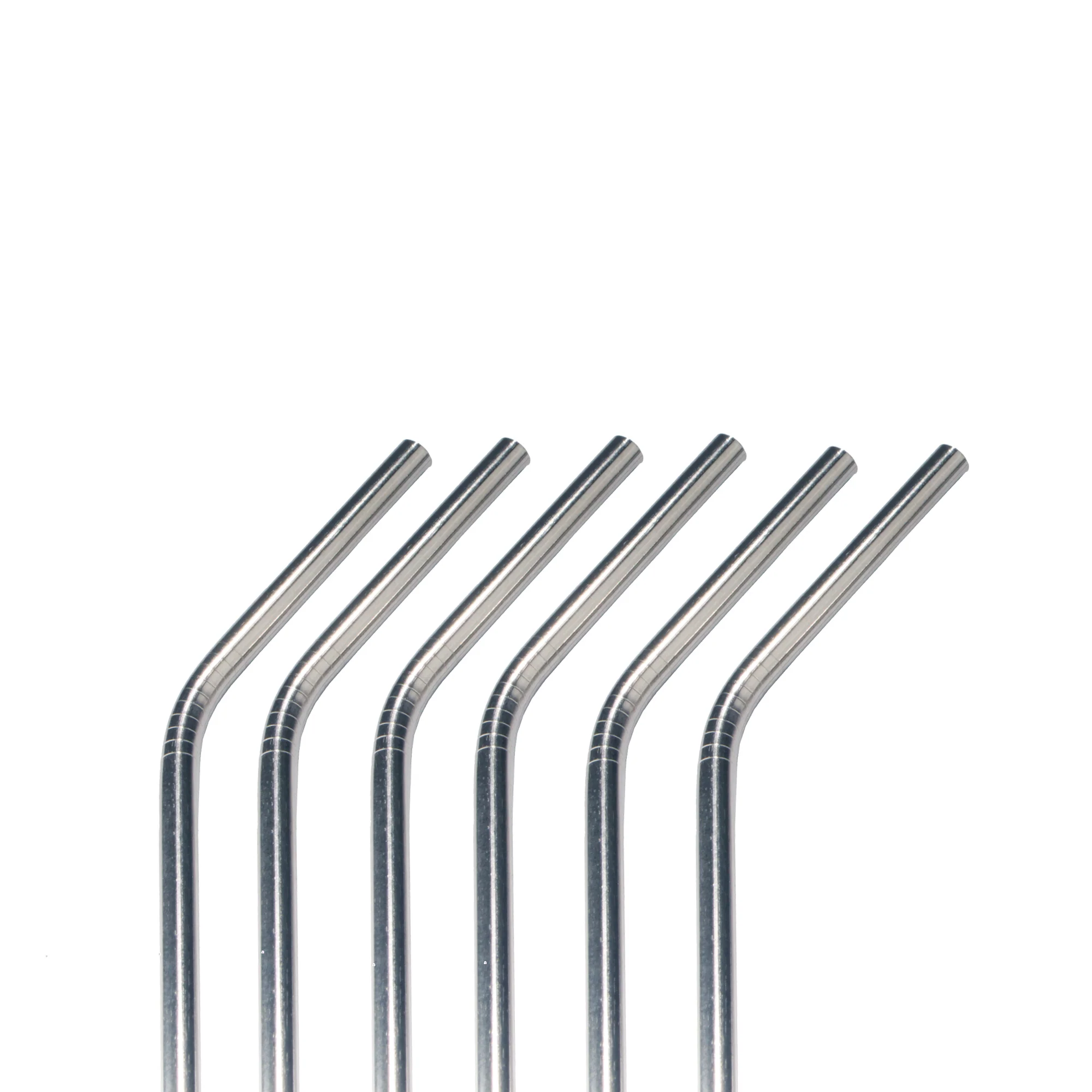 Bent Stainless Steel Reusable Drinking Straw w/ Cleaning Brush - Image 2
