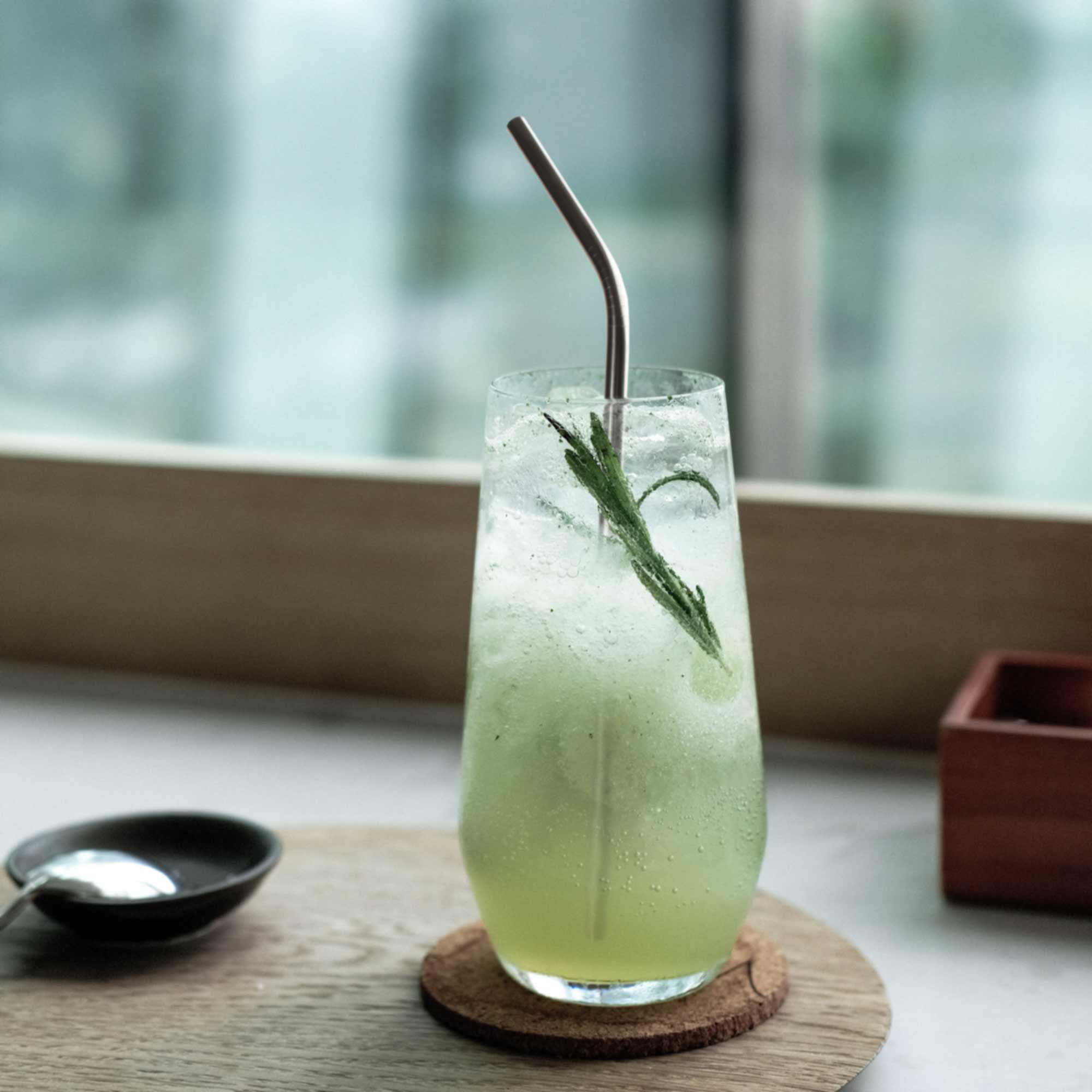 Bent Stainless Steel Reusable Drinking Straw w/ Cleaning Brush - Image 5