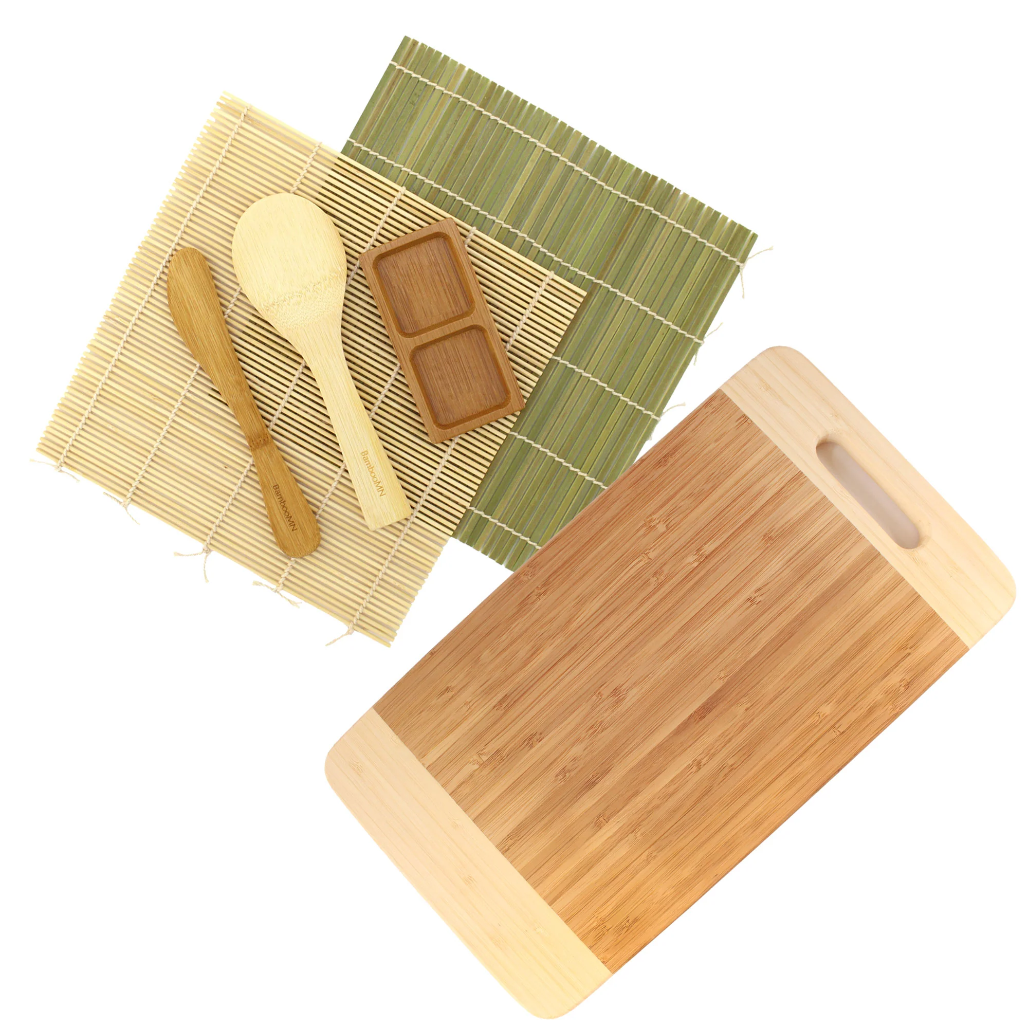 Sushi Rolling Mats, Rice Paddle, Spreader, Sushi Sauce Dish, and Medium/Large Board Kit - Image 7