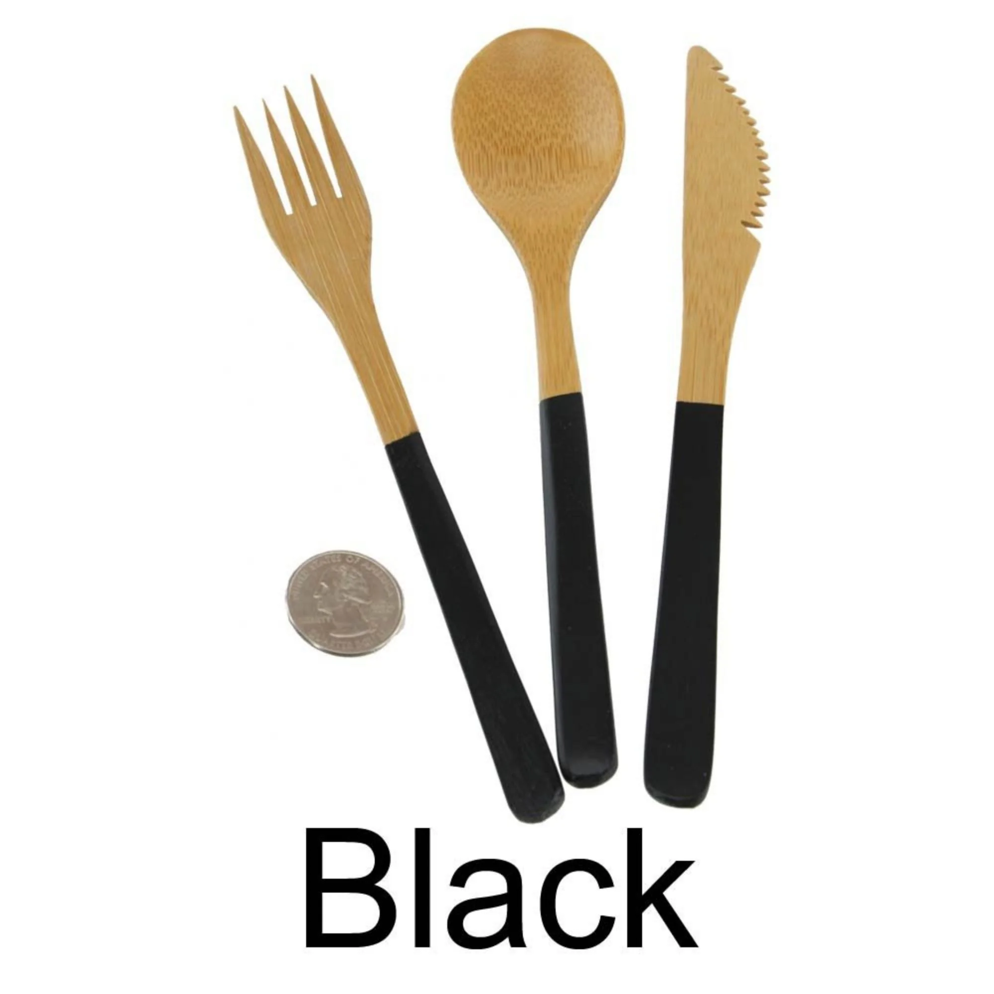 Reusable Colored Bamboo Dinner Utensil Sets - Image 2