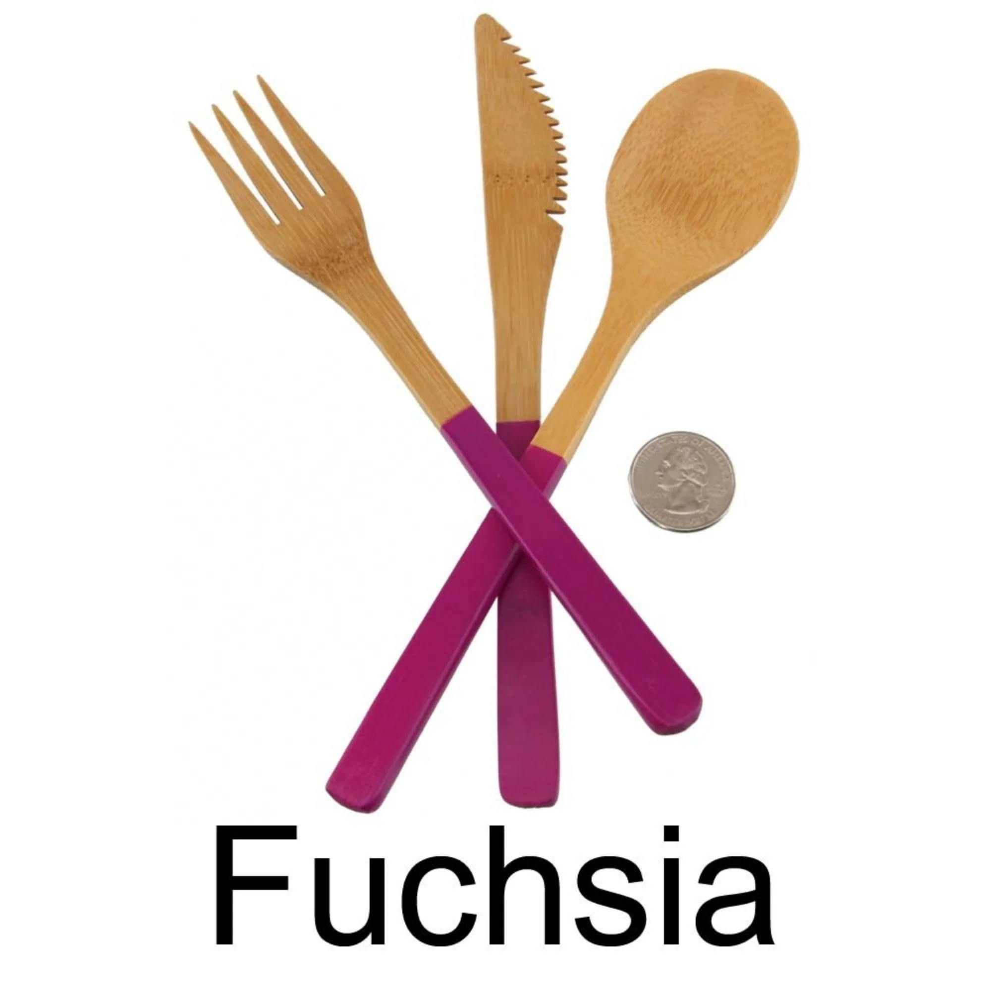 Reusable Colored Bamboo Dinner Utensil Sets - Image 3