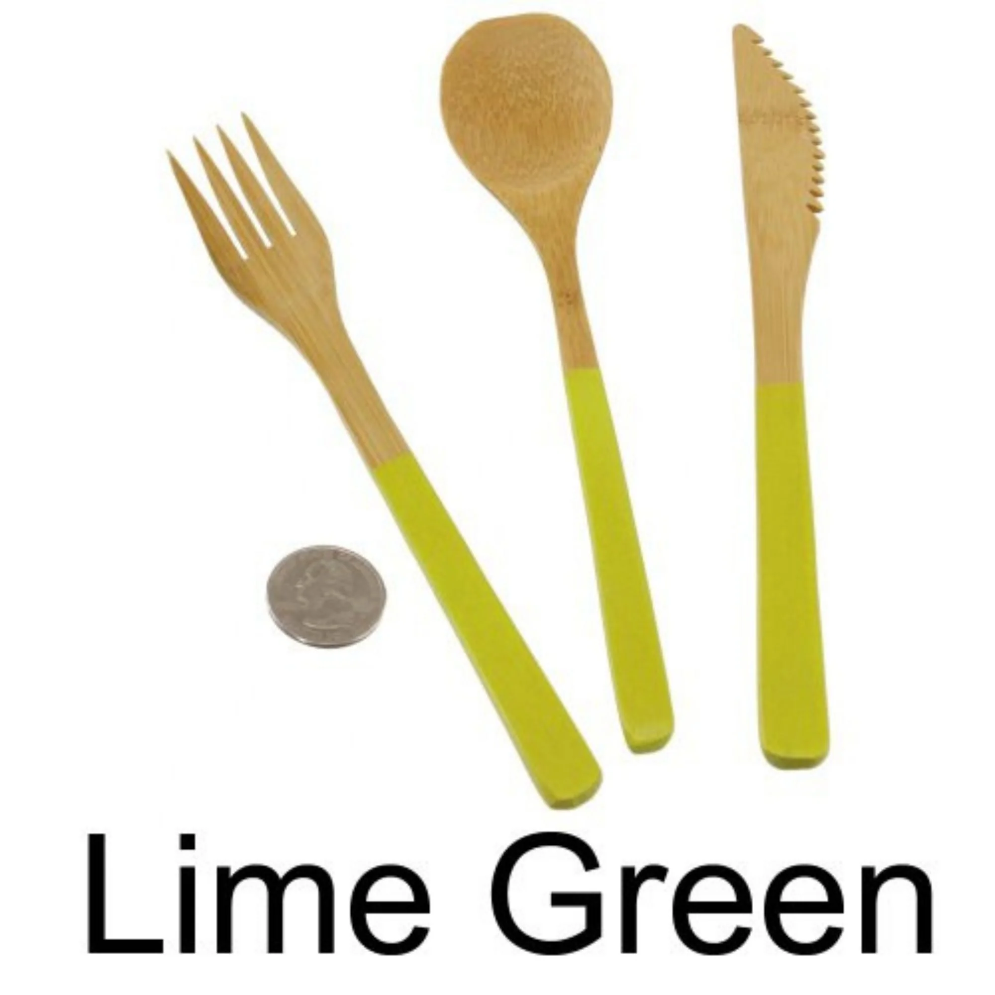 Reusable Colored Bamboo Dinner Utensil Sets - Image 4