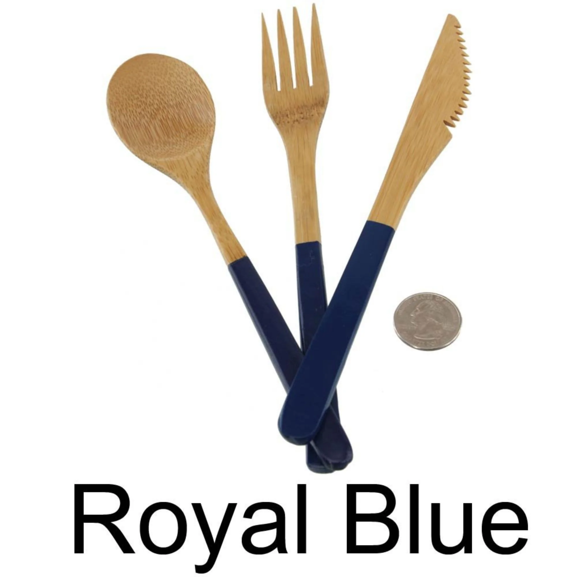 Reusable Colored Bamboo Dinner Utensil Sets - Image 5