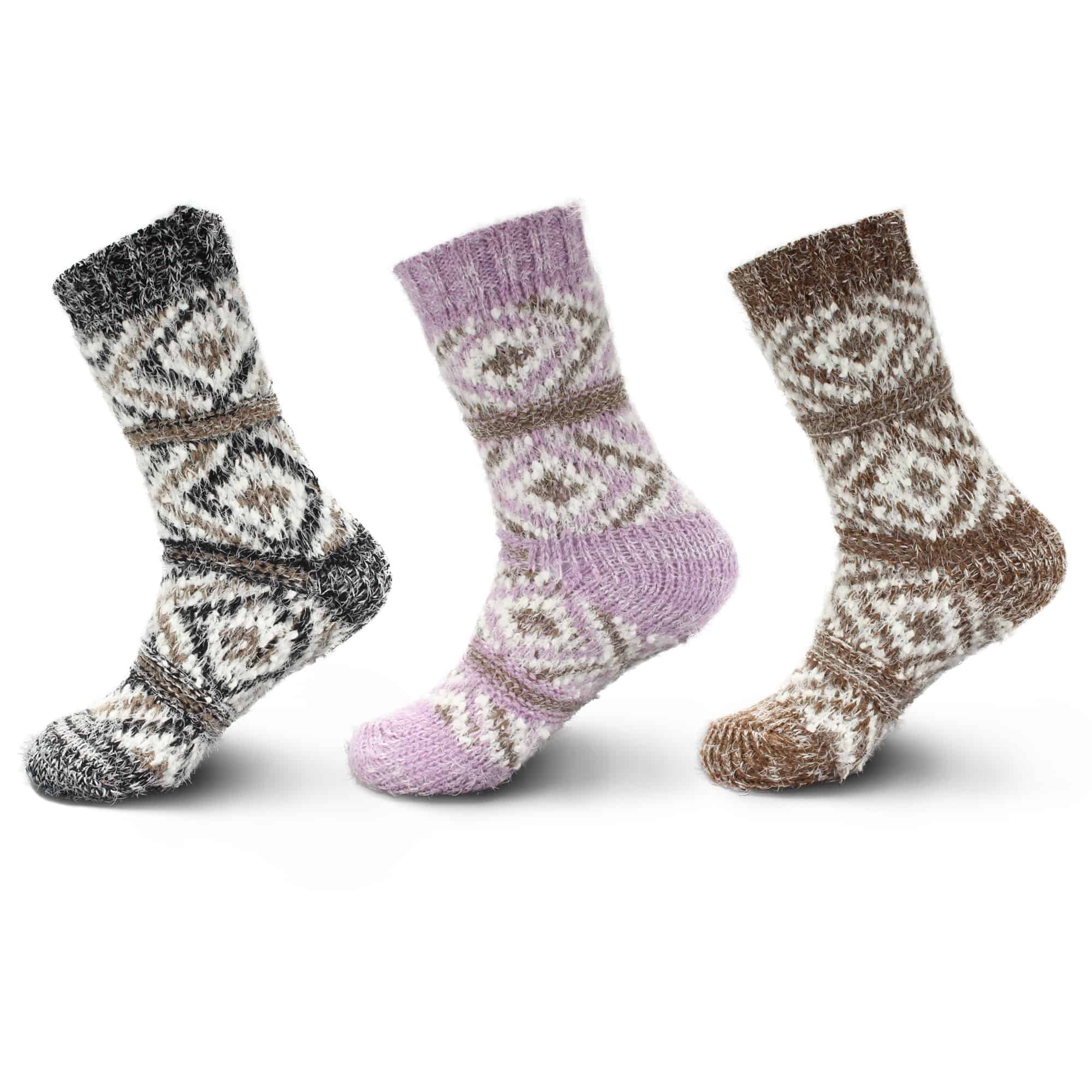 Women's Thick Vintage Pattern Slipper Socks - Image 13