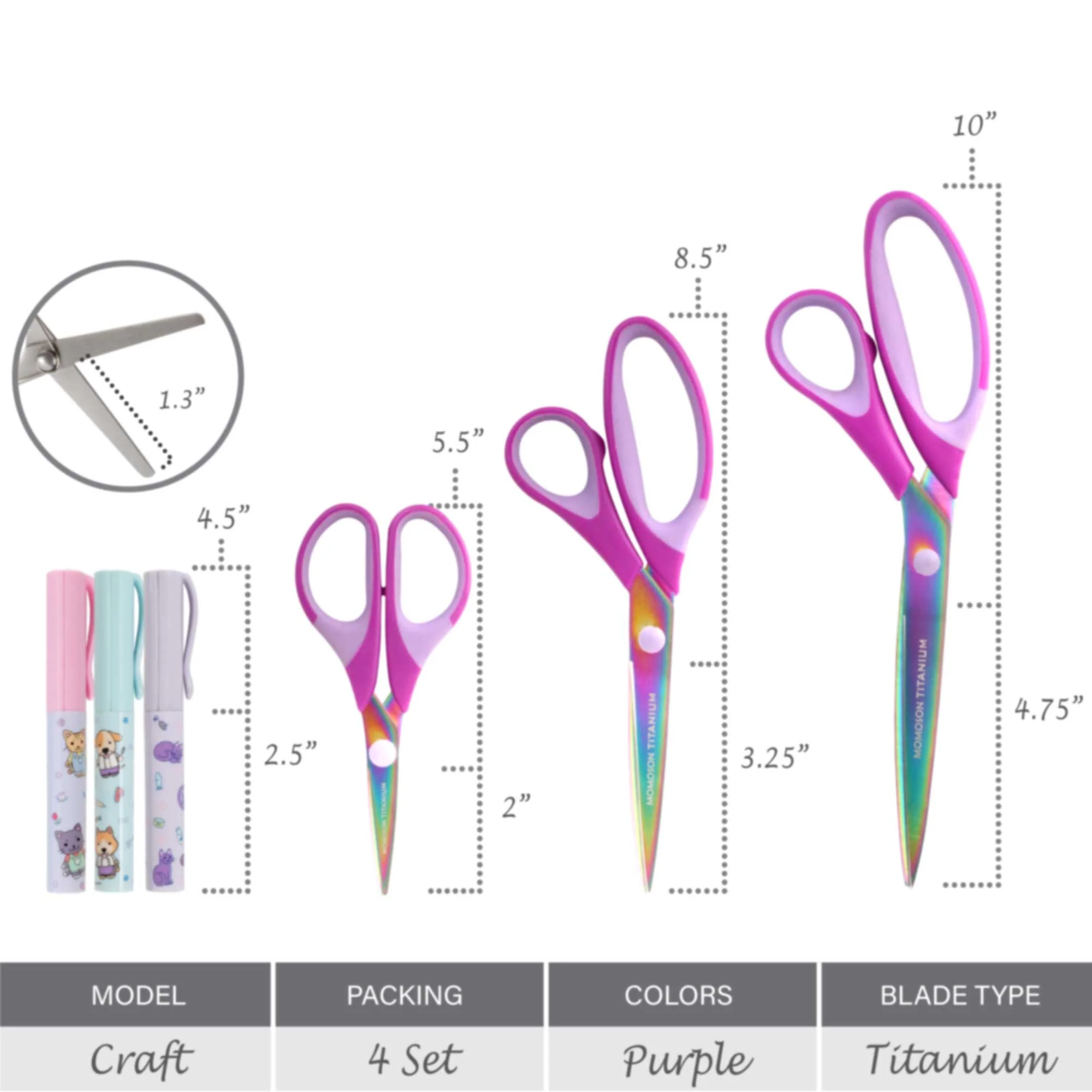 Titanium Softgrip Scissors Set with Mini Pen Scissors - Image 4