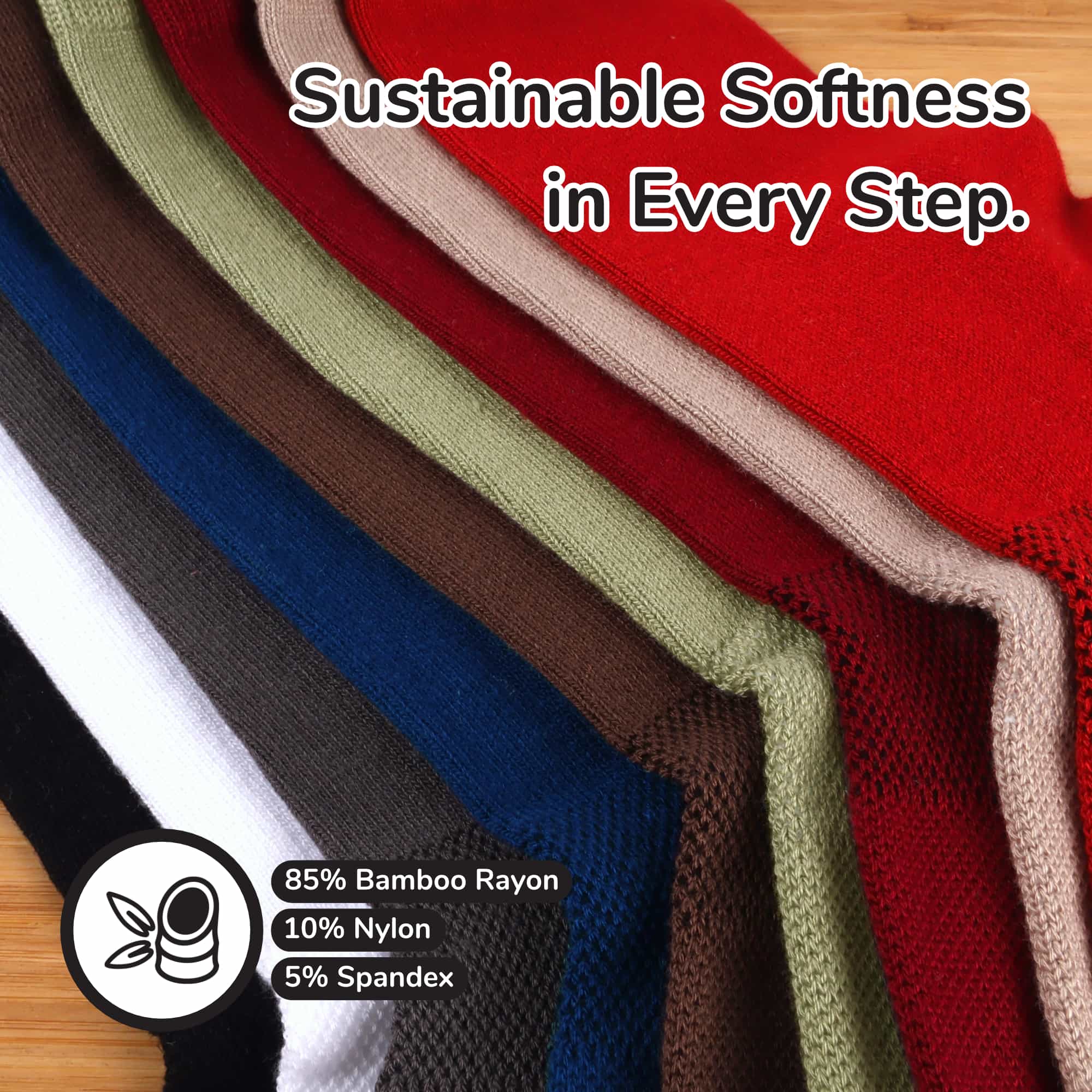 Unisex Athletic Supported Bamboo Rayon Crew Socks - Image 3