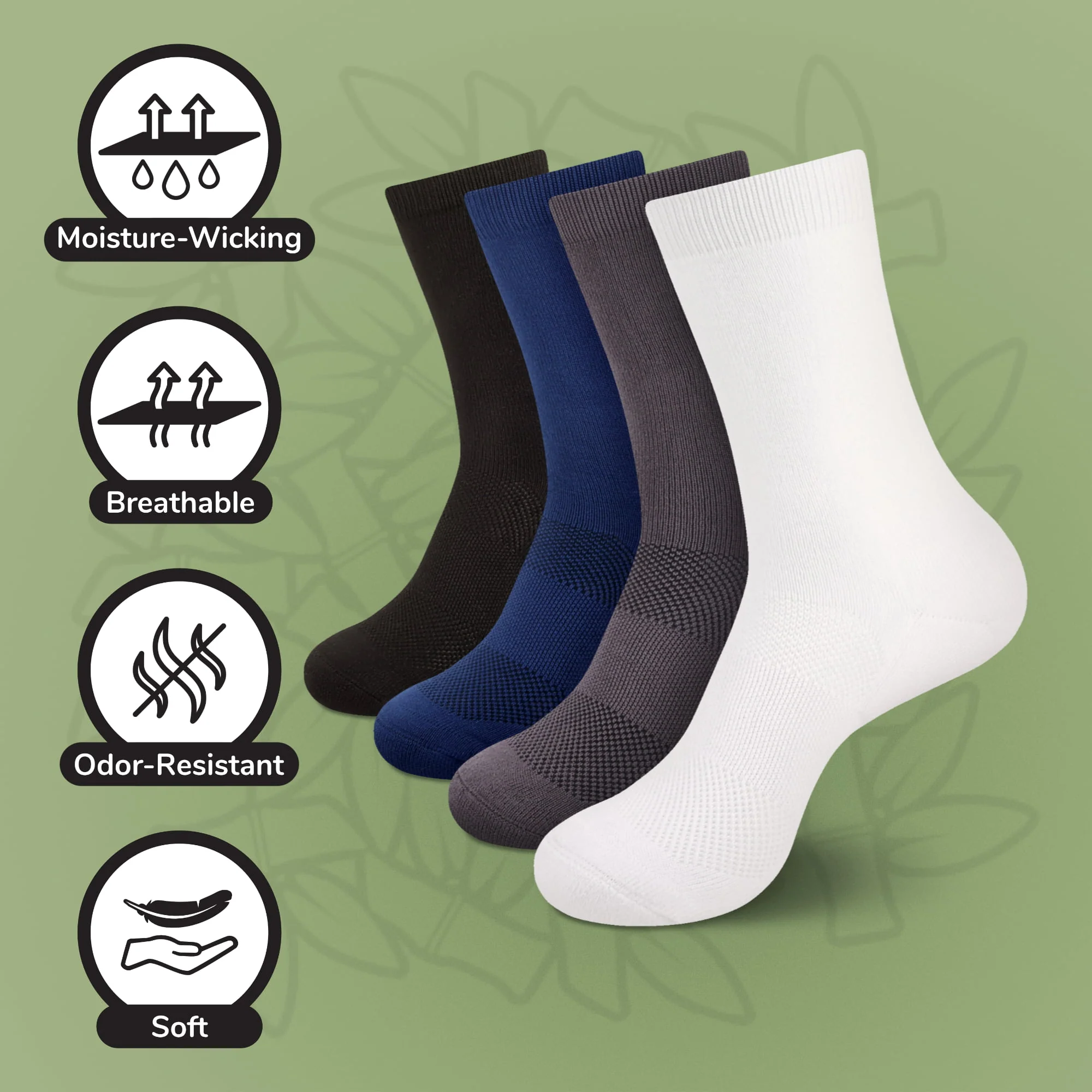 Unisex Athletic Supported Bamboo Rayon Crew Socks - Image 4