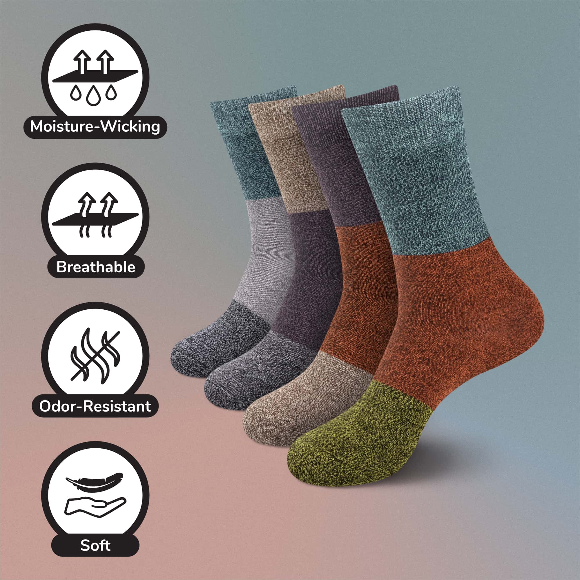 Unisex Bamboo Rayon Classic Crew Socks - Image 4