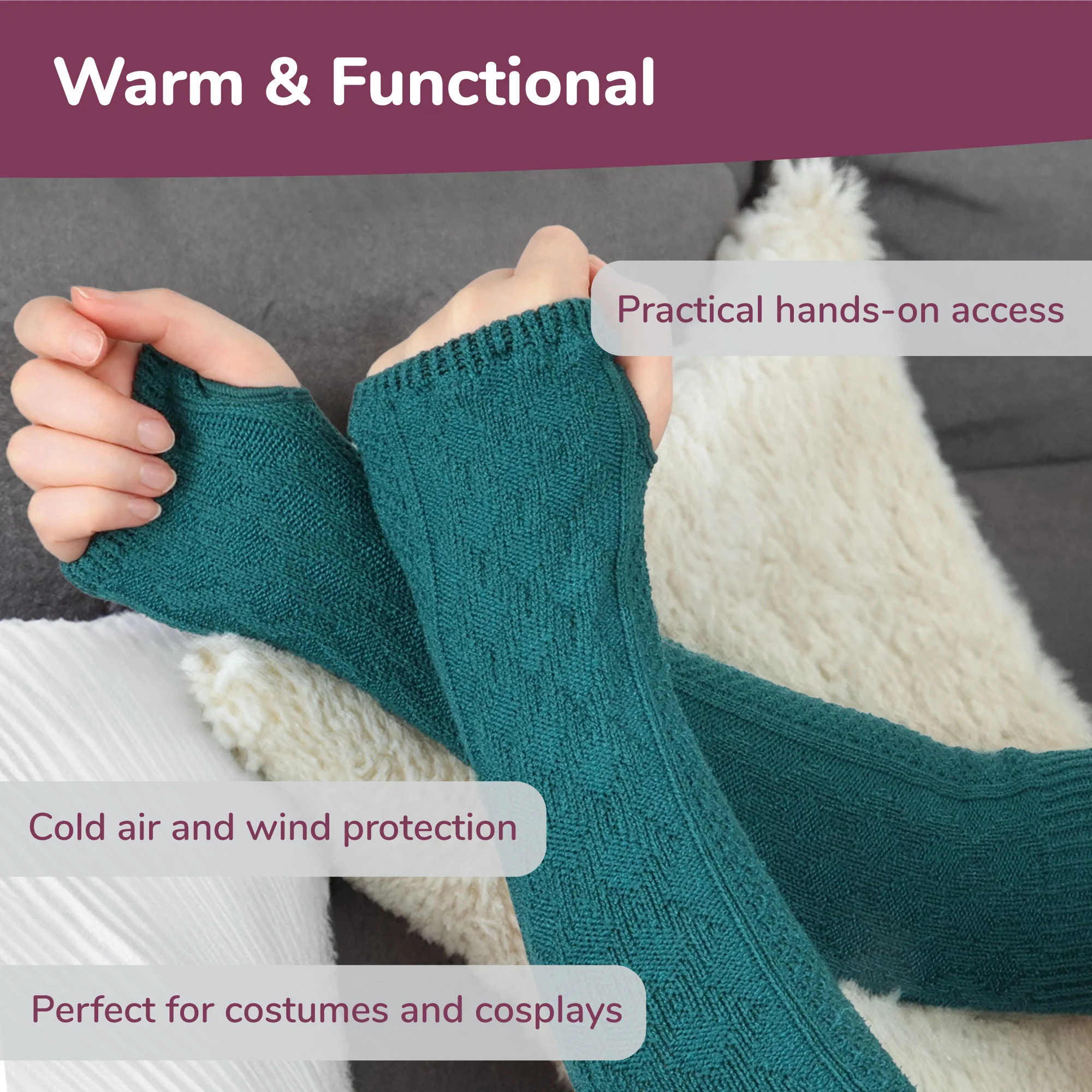 Unlined Fingerless Gloves and Arm Warmers - Image 4