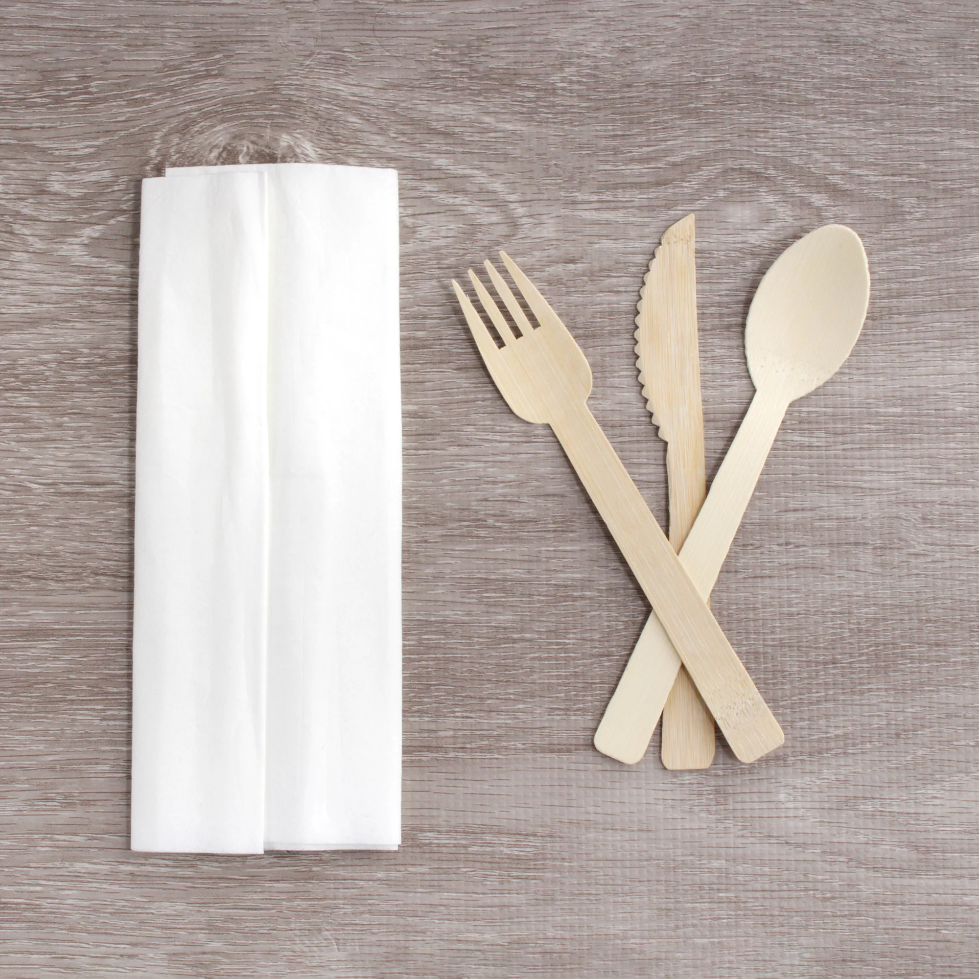 Disposable Bamboo Veneer Twine Tied Utensil Set - Image 2