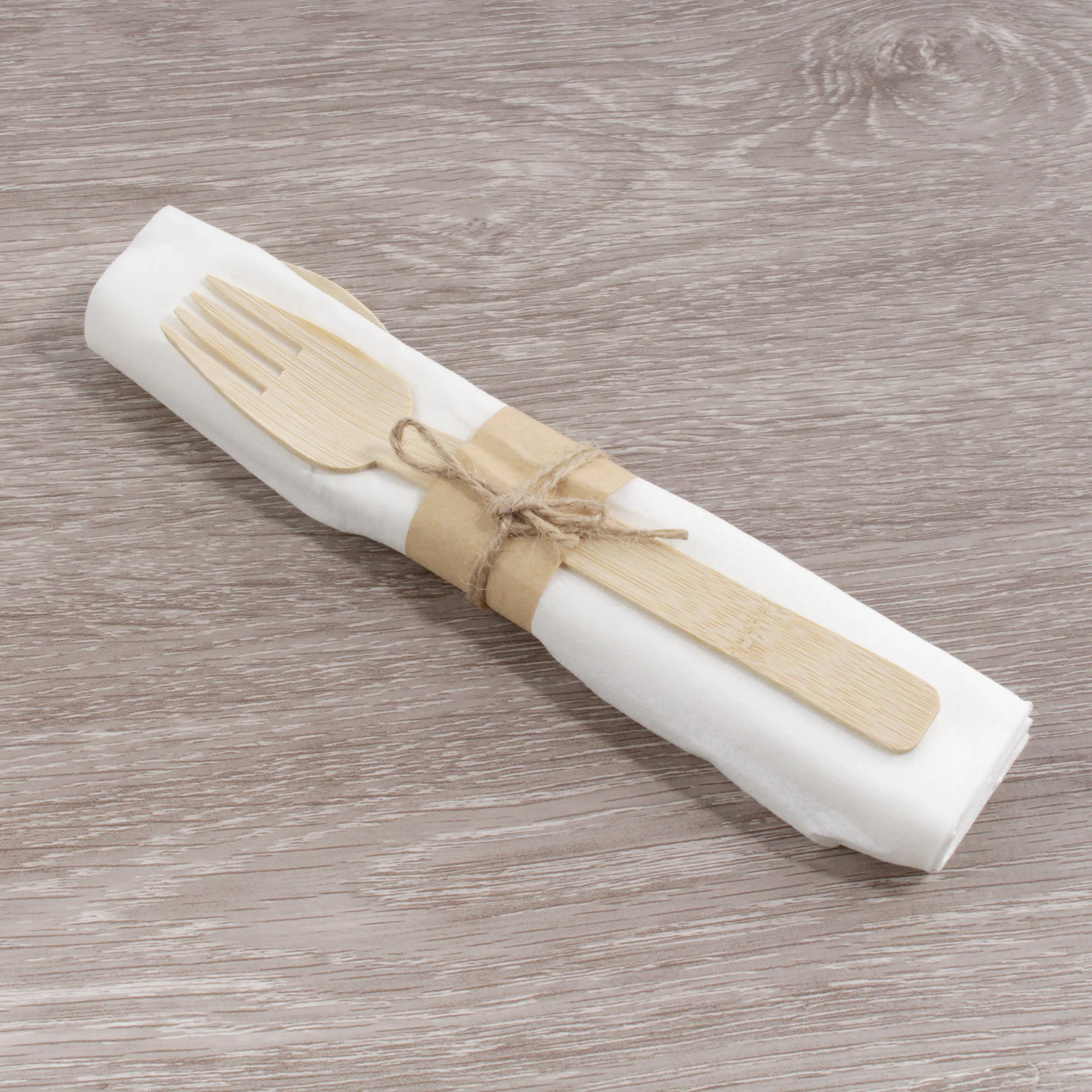 Disposable Bamboo Veneer Twine Tied Utensil Set - Image 3