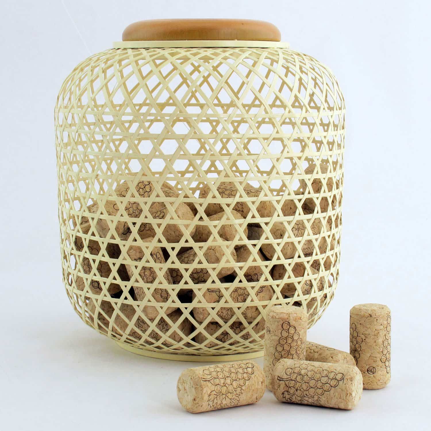 Woven Bamboo Wine Cork Collector Cage Display - Image 3