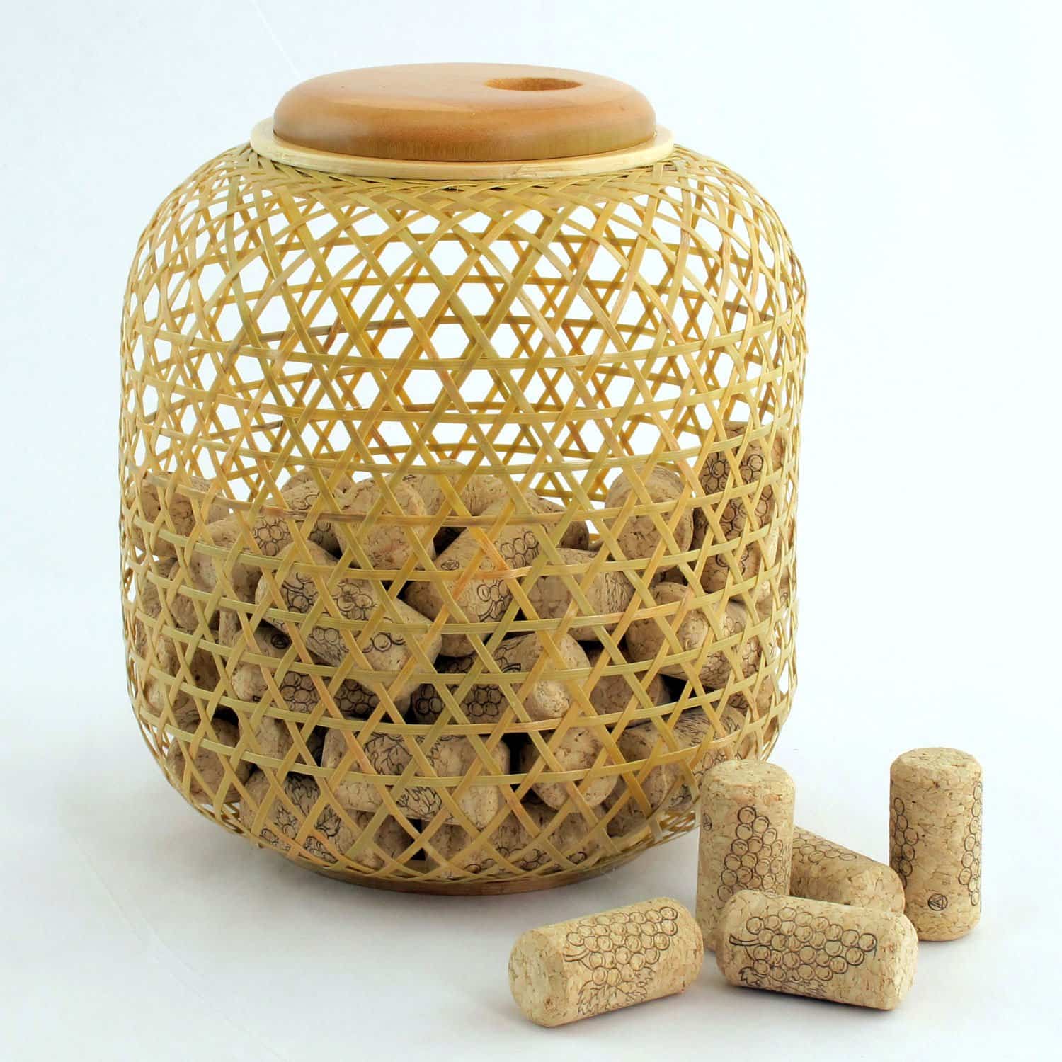 Woven Bamboo Wine Cork Collector Cage Display - Image 4
