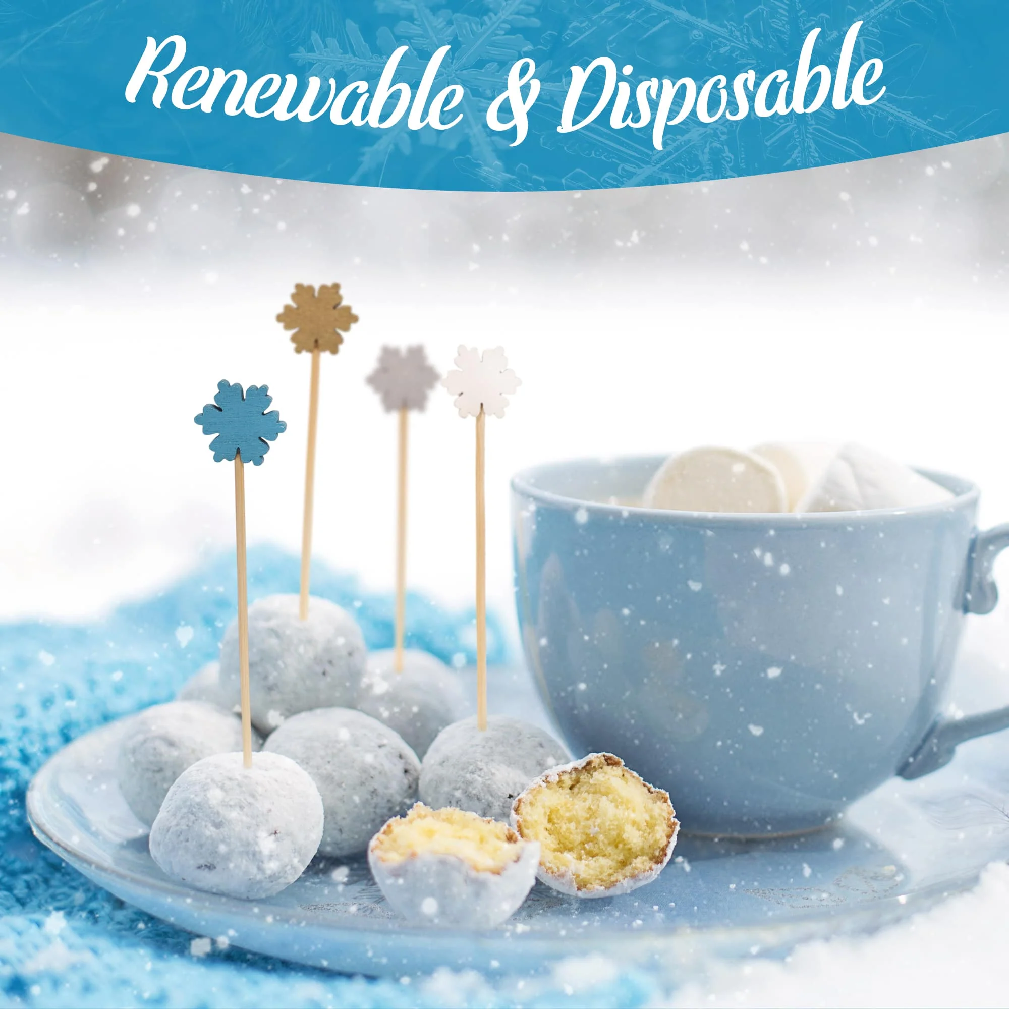Snowflake Bamboo Food Picks - Image 7