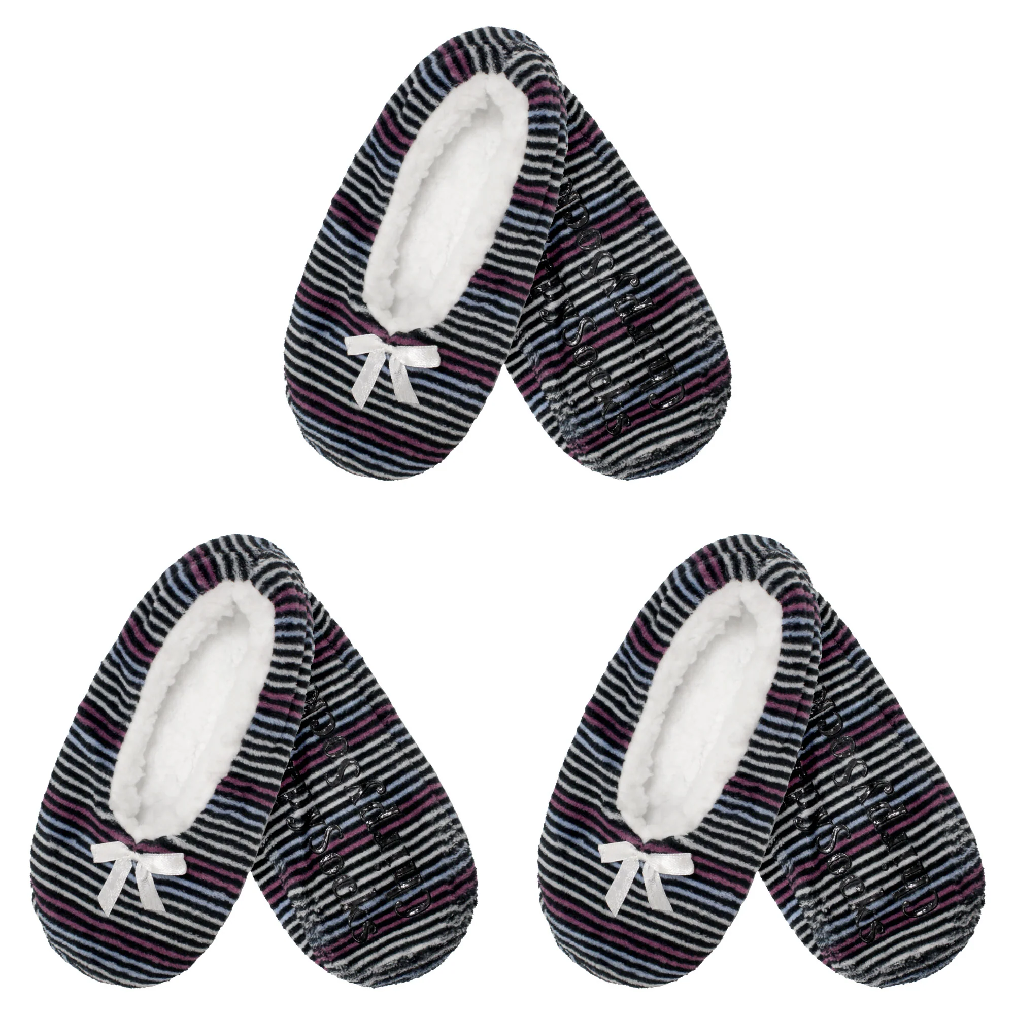 Women's Hearts Stripes Non-Slip Lined Slippers Assortments - Image 17