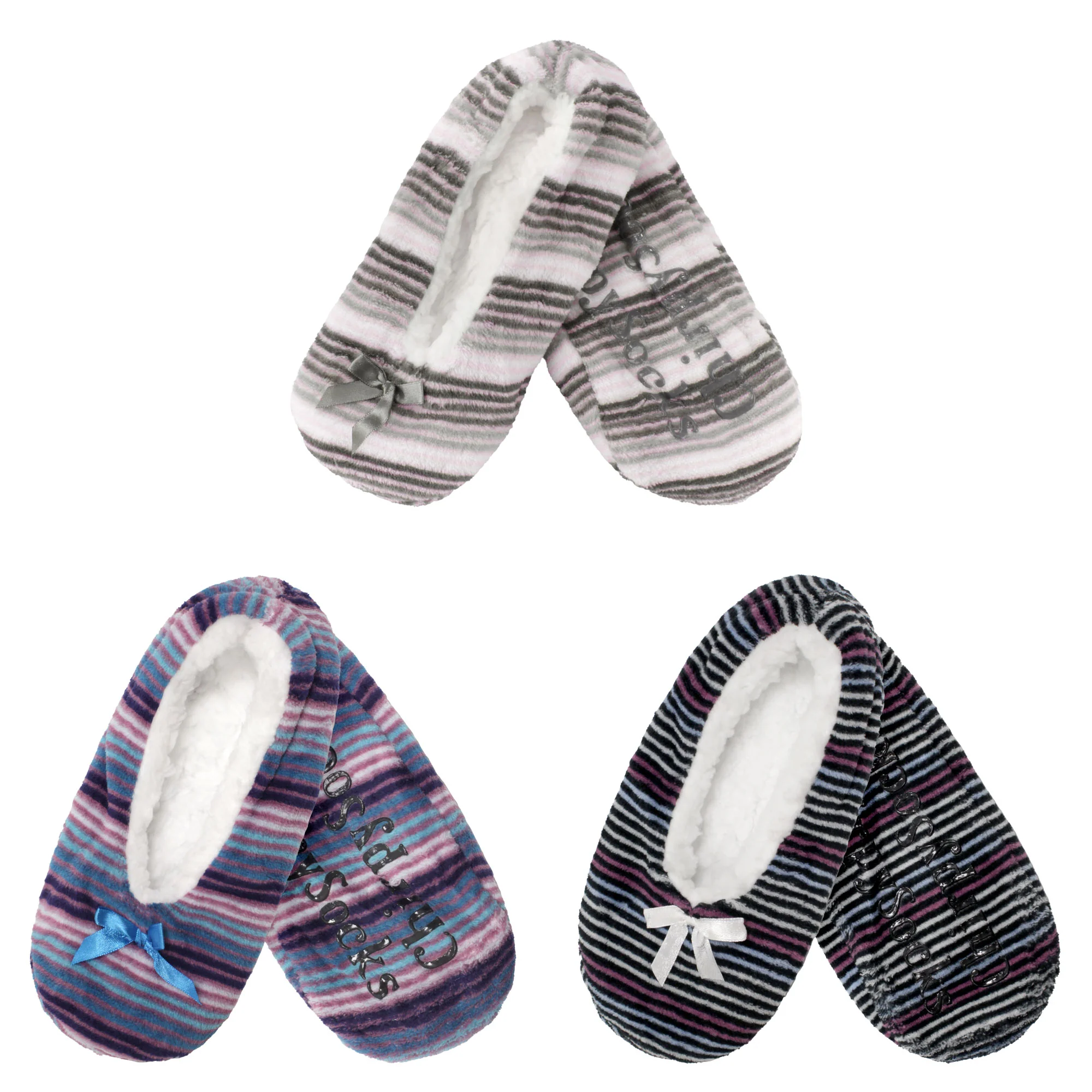Women's Hearts Stripes Non-Slip Lined Slippers Assortments - Image 18