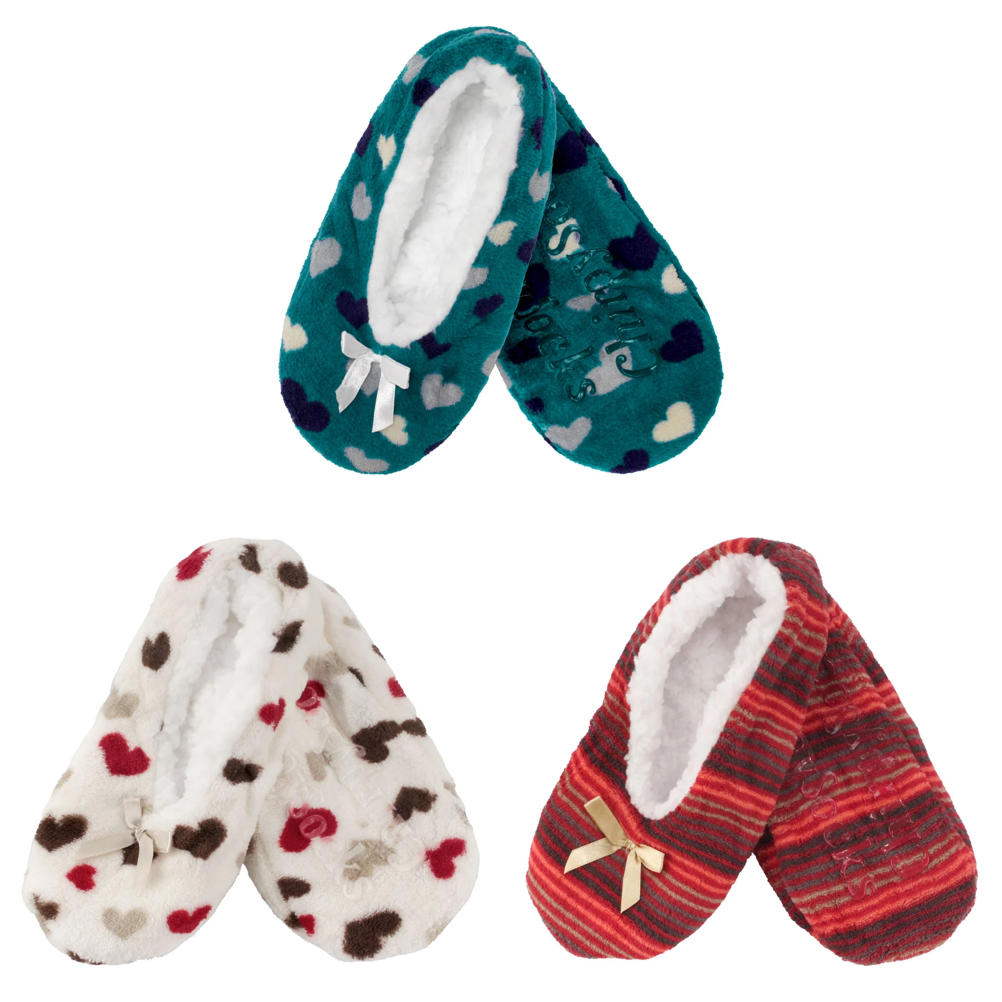 Women's Hearts Stripes Non-Slip Lined Slippers Assortments - Image 19