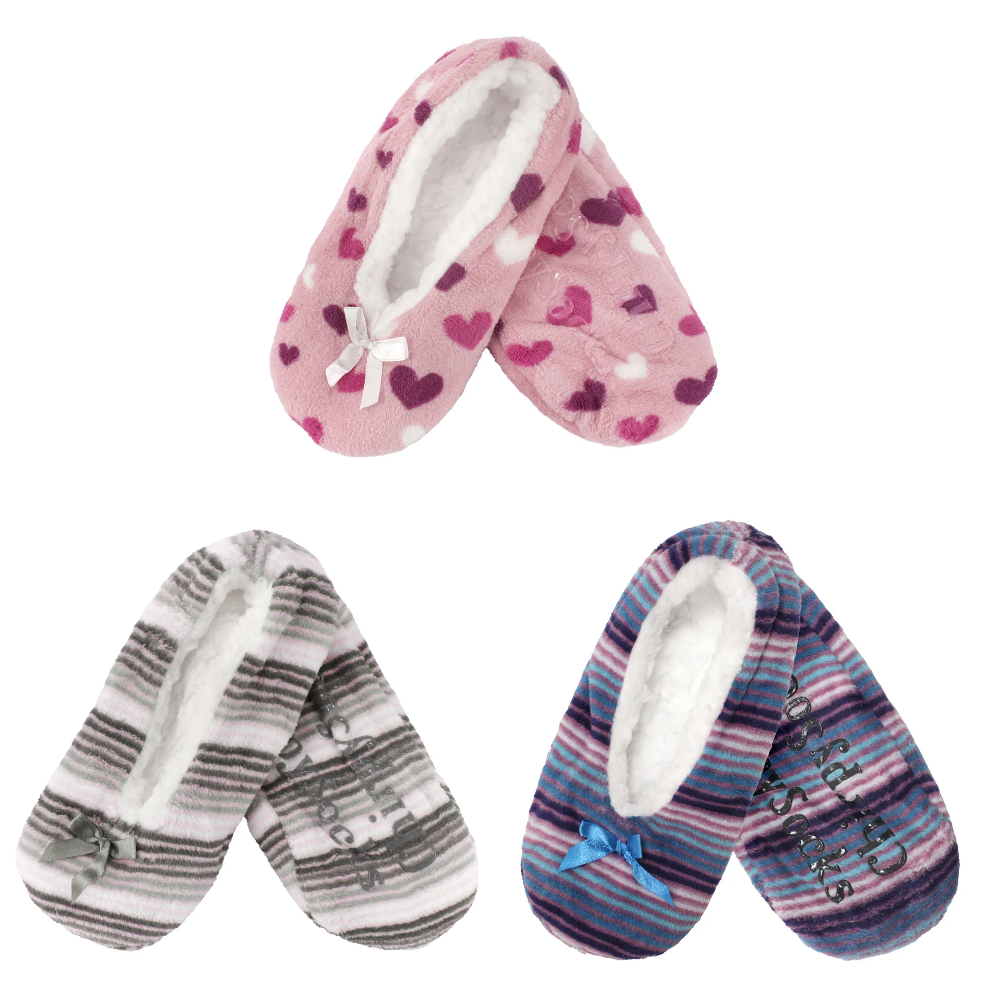 Women's Hearts Stripes Non-Slip Lined Slippers Assortments - Image 21